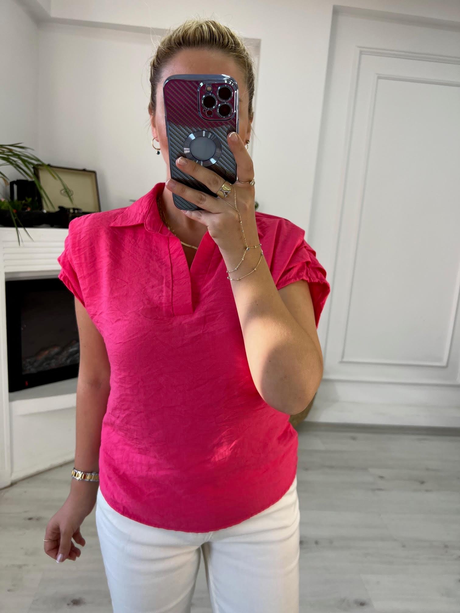 503 Polo Yaka Bluz FUŞYA