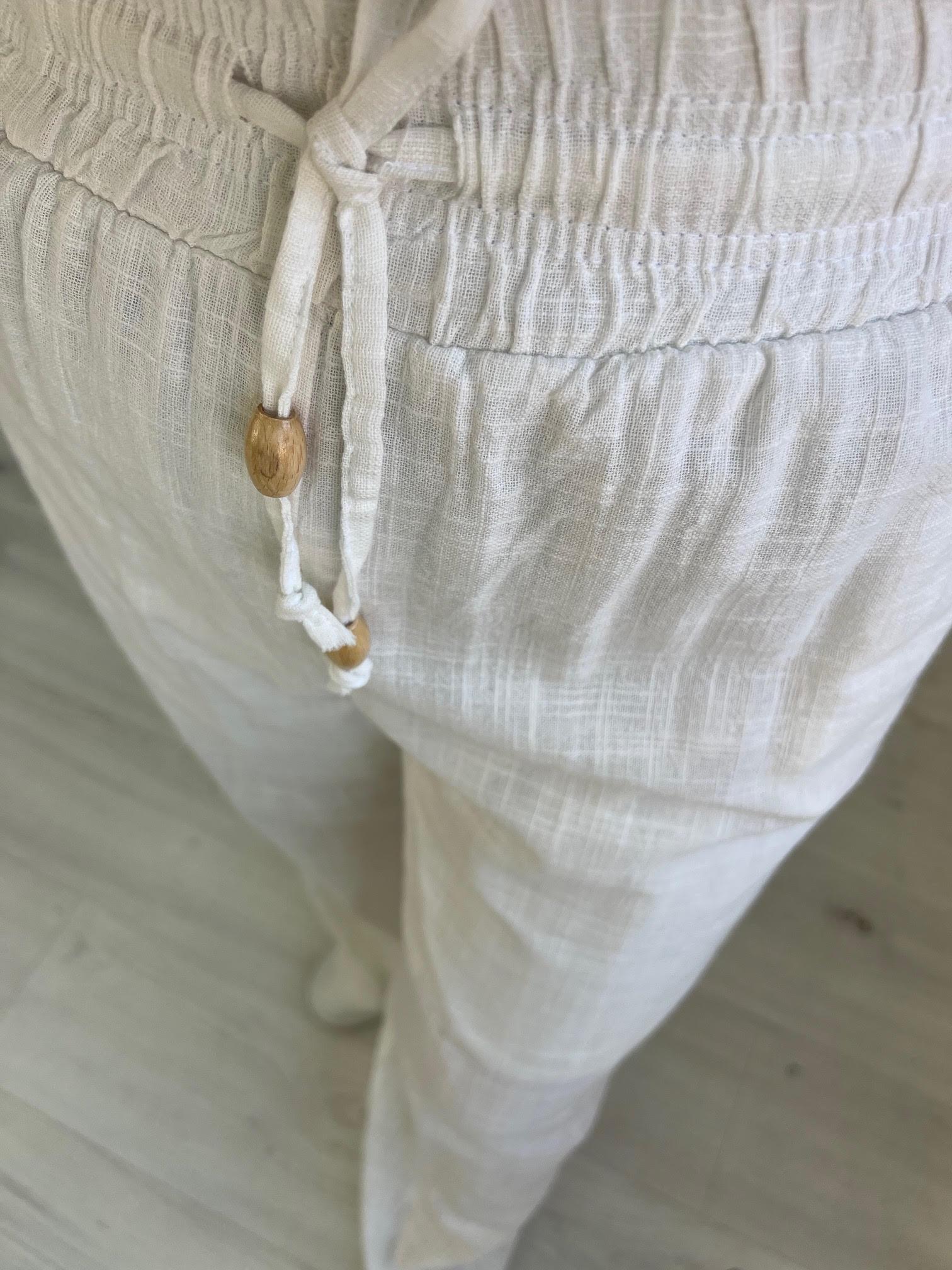 50554 Lastikli Boru Paça Pantolon BEYAZ
