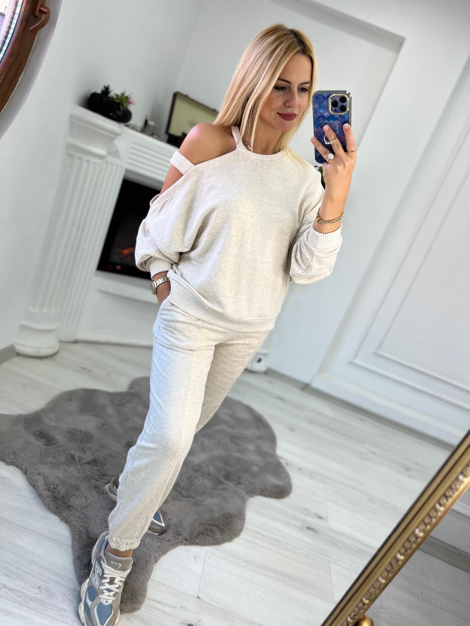 50678 Önü Kuplu Penye Pantolon Takım TAŞ