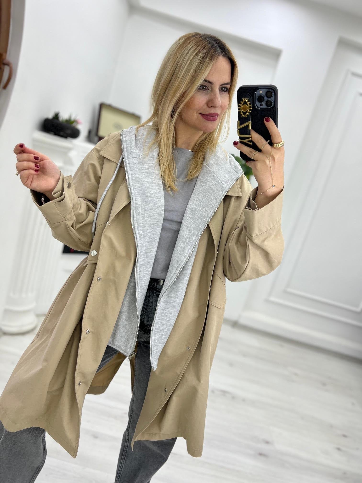 5069 Sweat Detaylı Trençkot