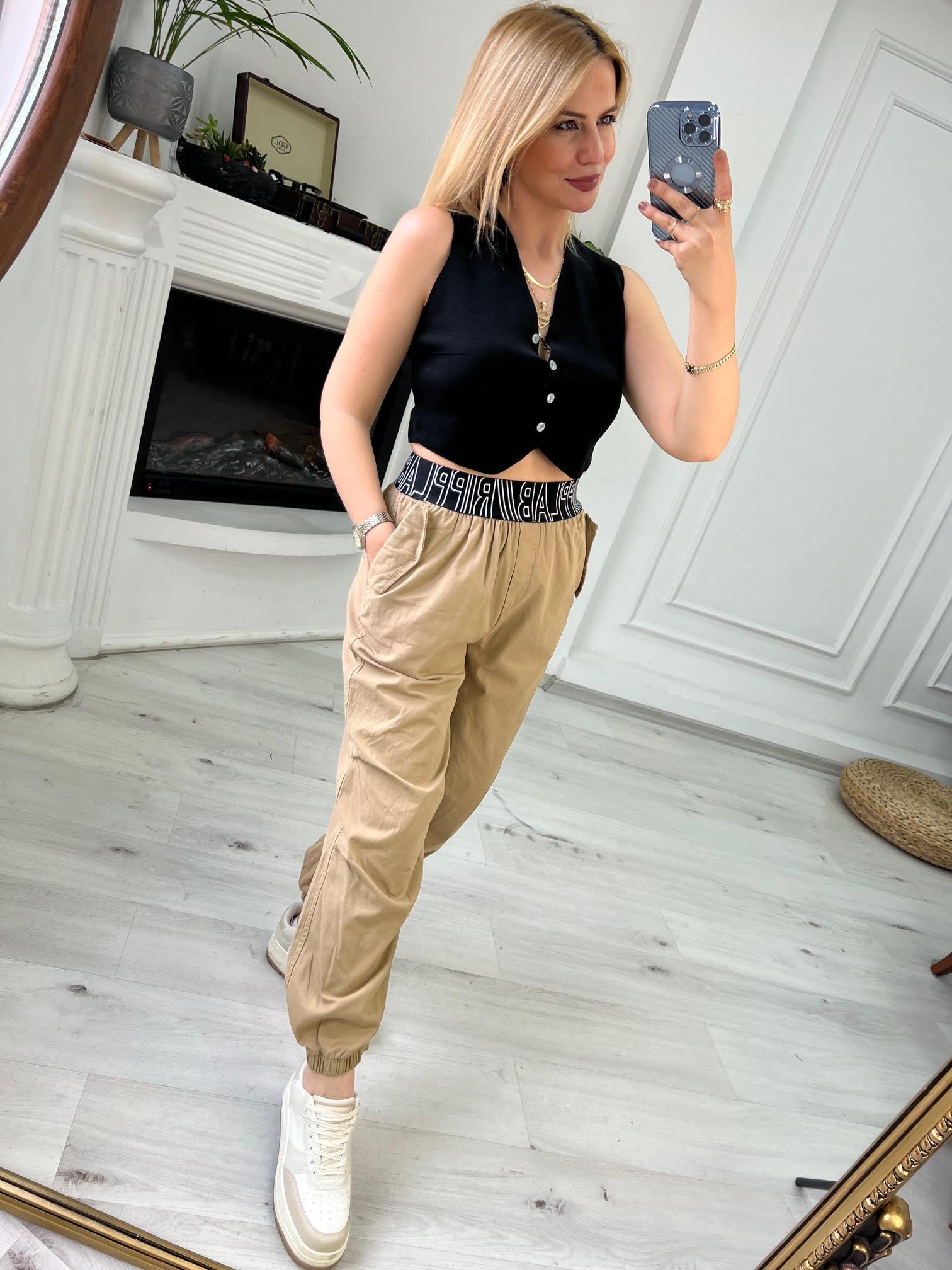 50776 Yazılı Pantolon CAMEL
