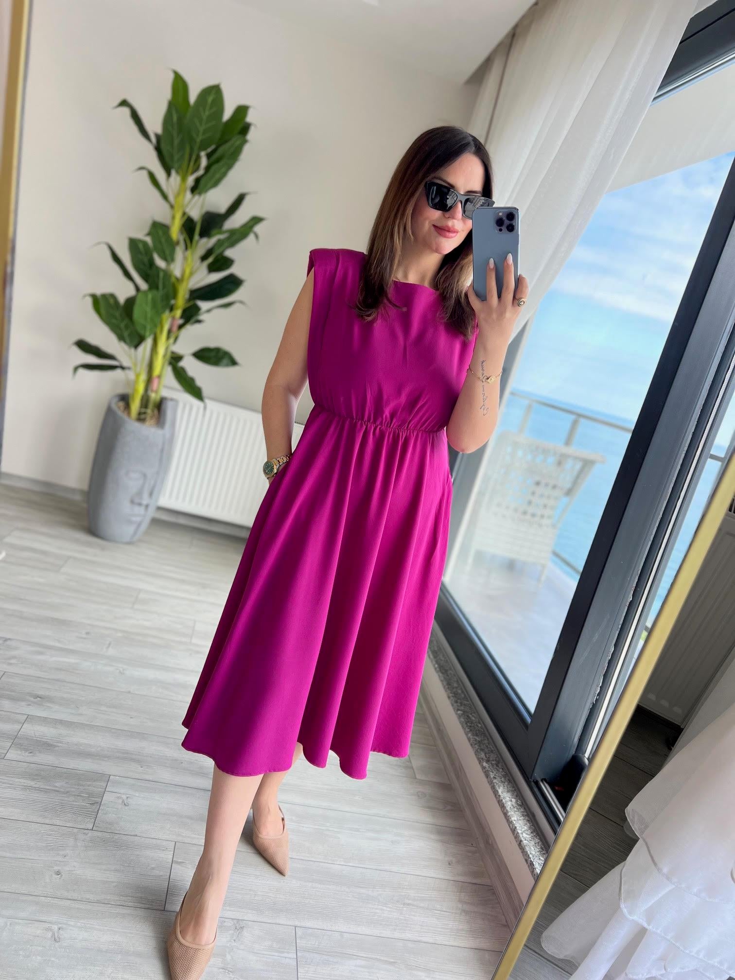 5083 Vatkalı Elbise PEMBE