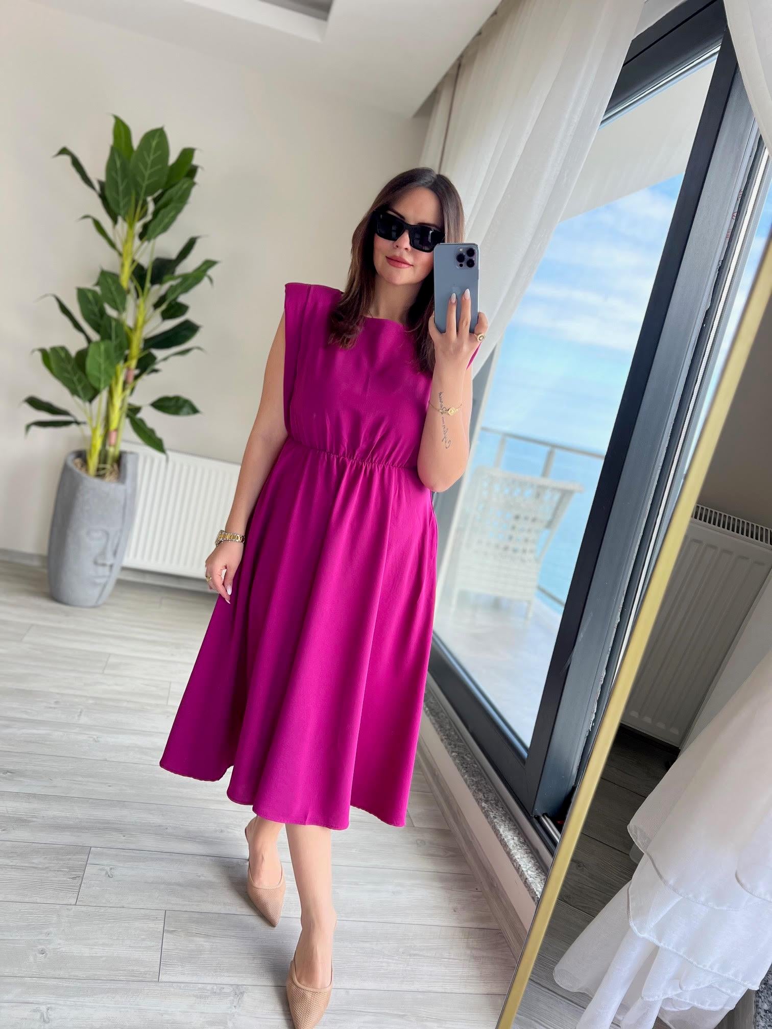 5083 Vatkalı Elbise PEMBE