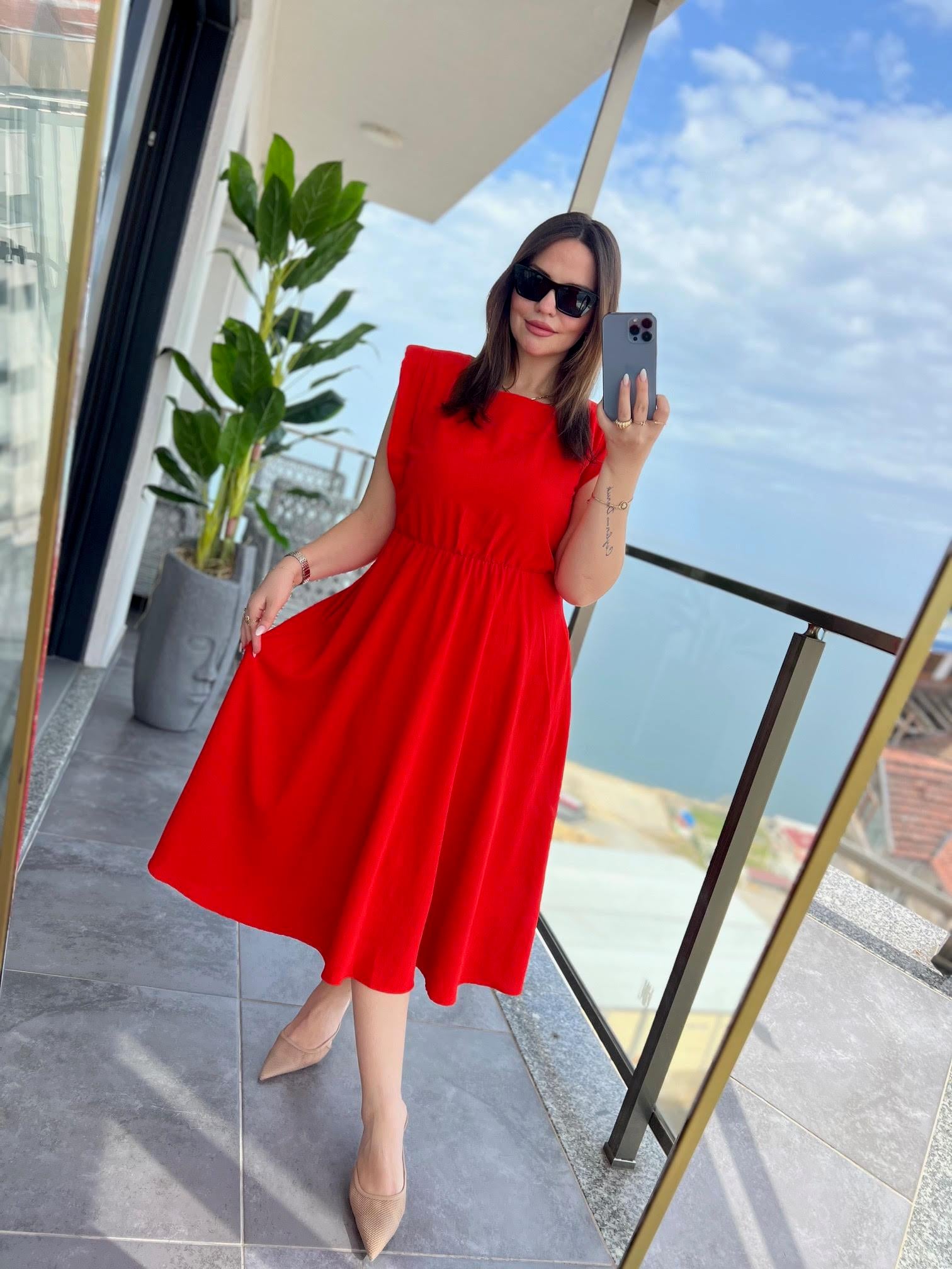 5083 Vatkalı Elbise TURUNCU