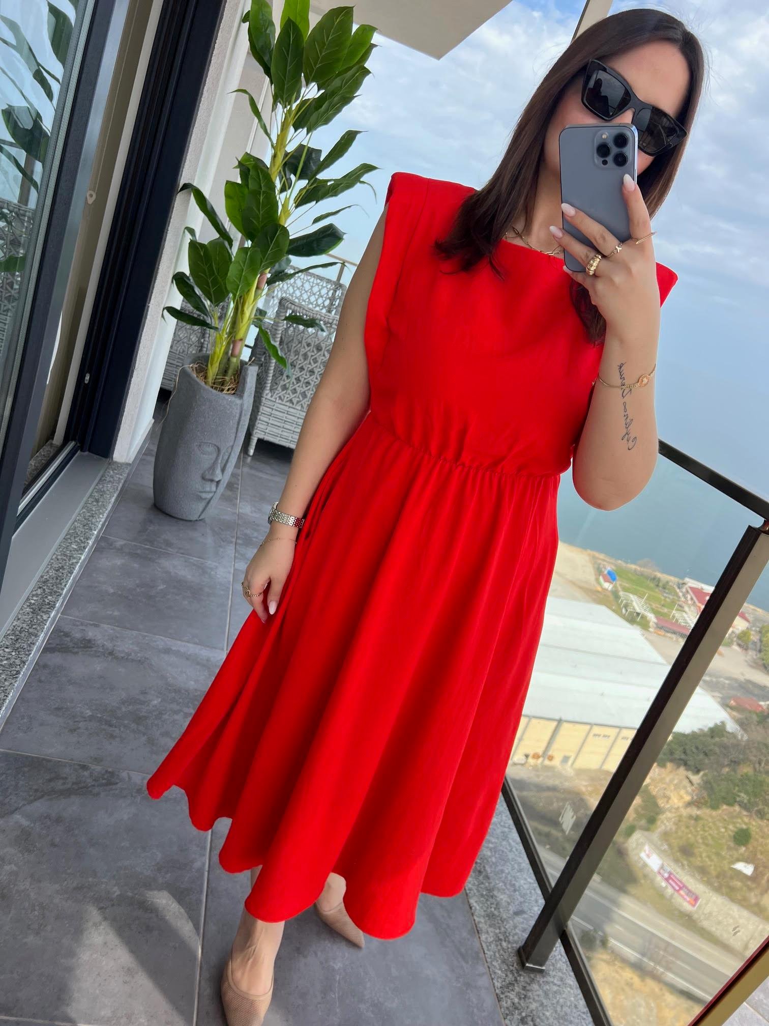 5083 Vatkalı Elbise TURUNCU