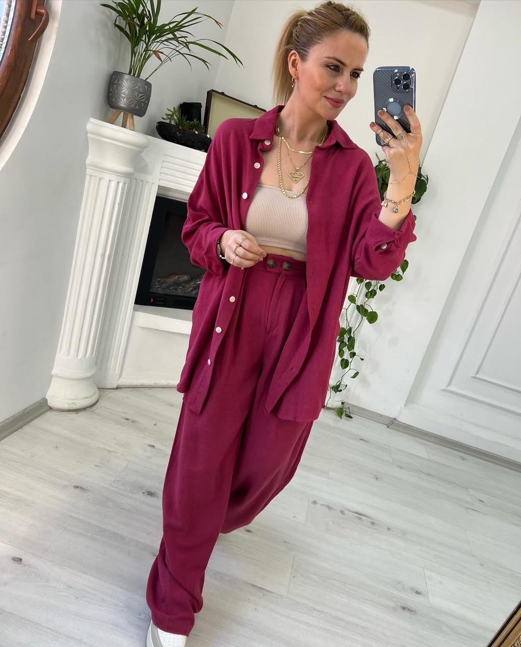 50852 Gömlekli Pantolonlu Takım BORDO