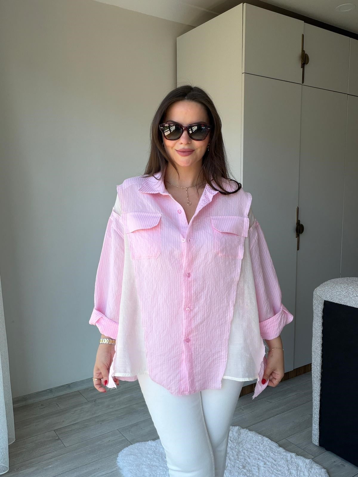 5086 Parçalı Gömlek PEMBE