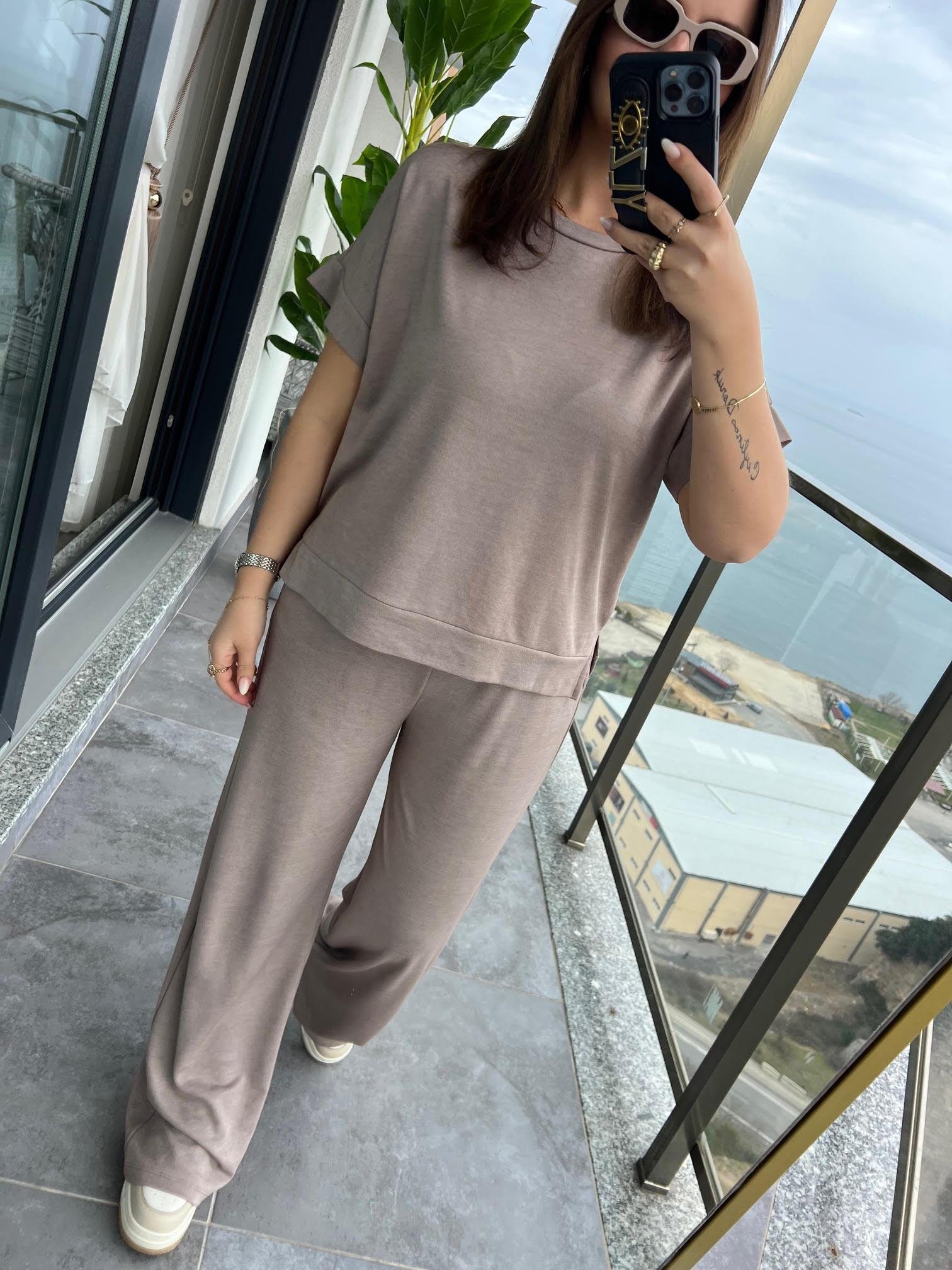 50904 Tshırt Pantalon Takım VİZON