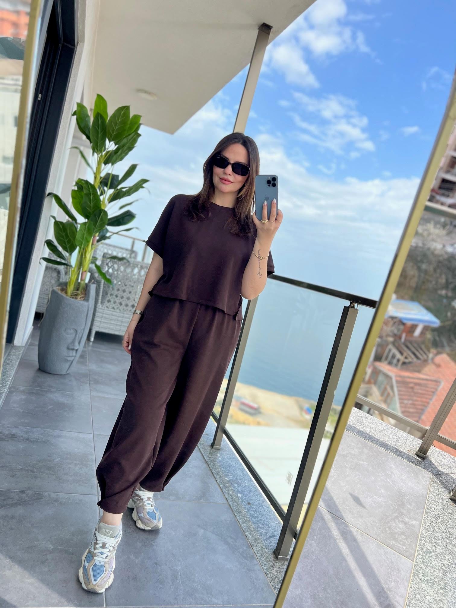 50986 Tshırt Pantalon Takım KAHVE