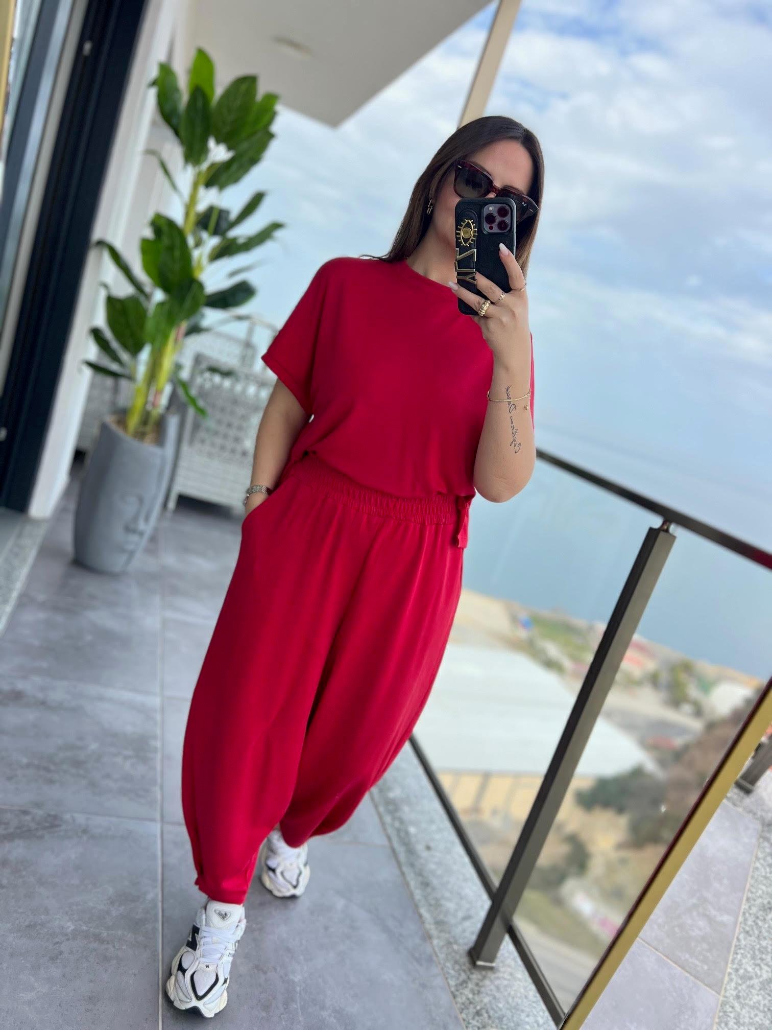 50986 Tshırt Pantalon Takım KIRMIZI