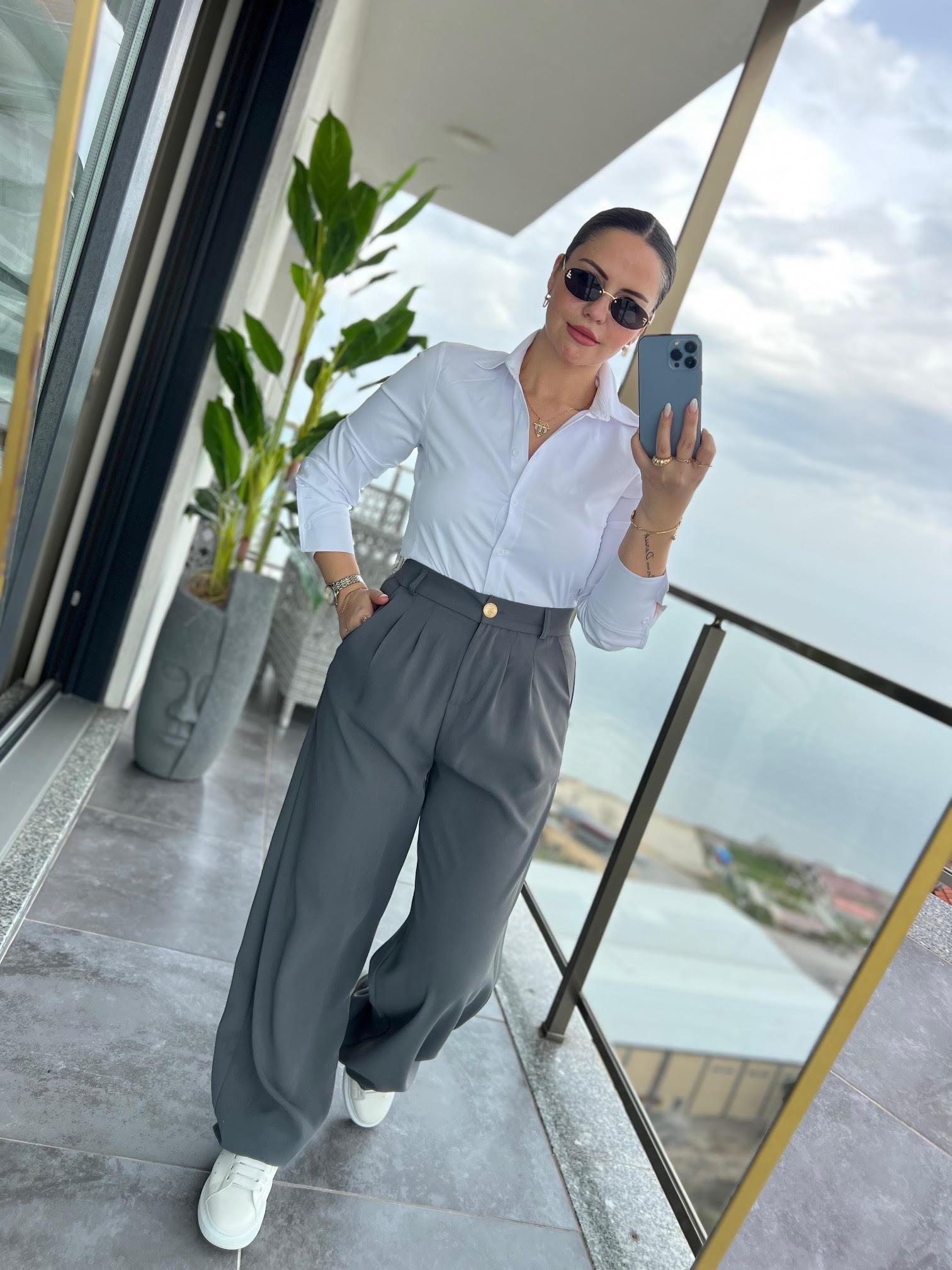 51078 Pileli Palazzo Pantalon GRİ