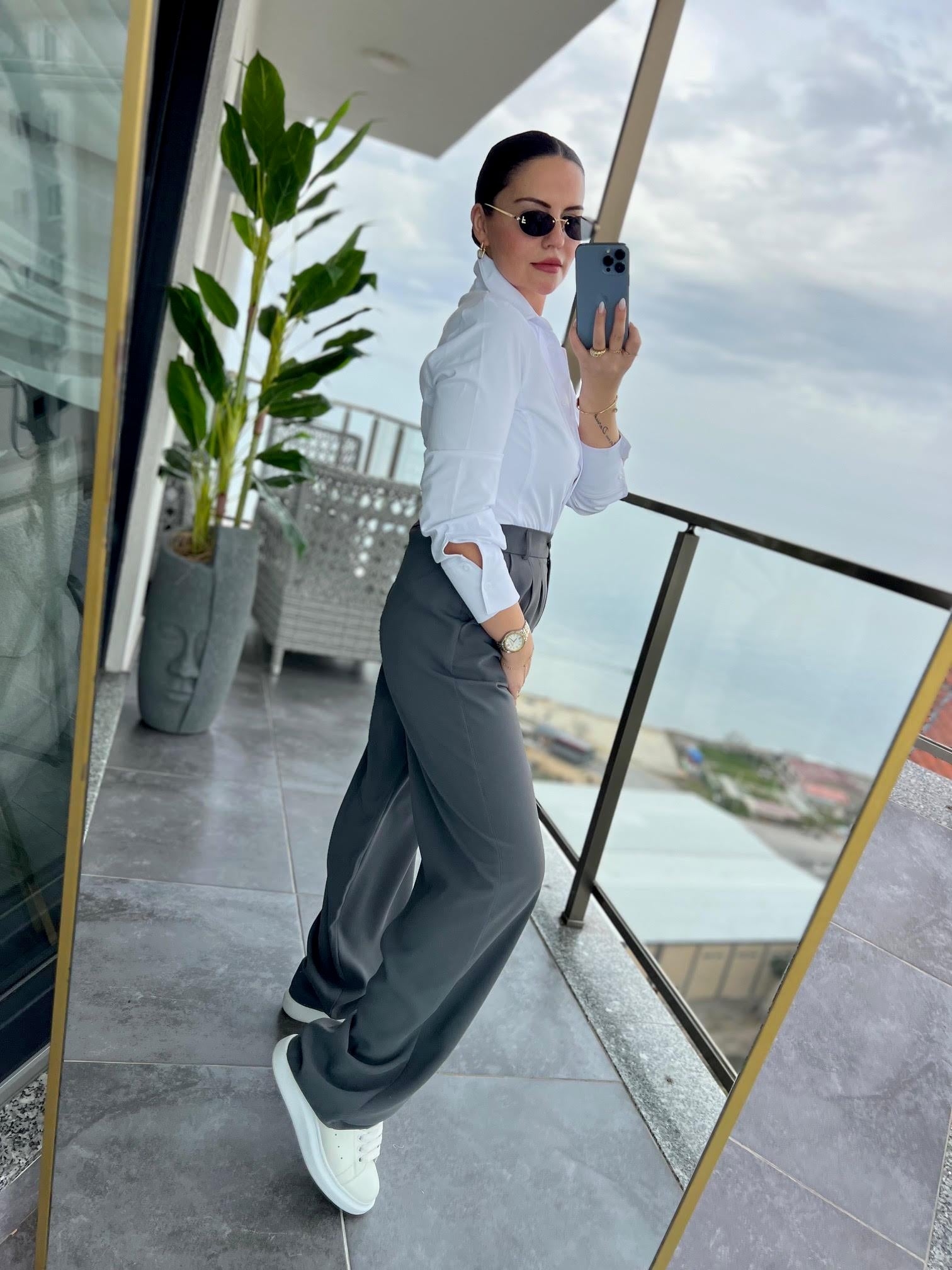 51078 Pileli Palazzo Pantalon GRİ