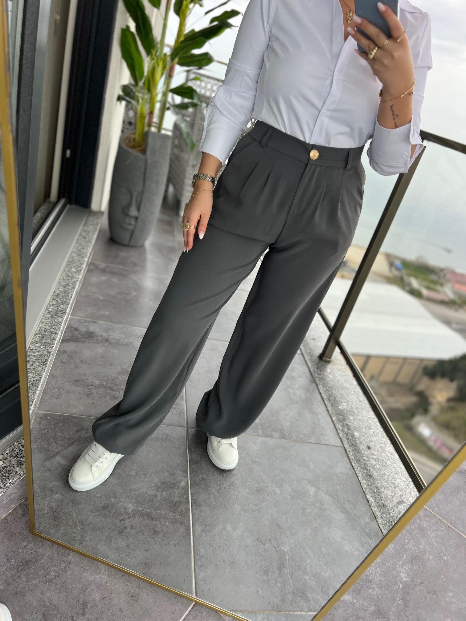 51078 Pileli Palazzo Pantalon GRİ