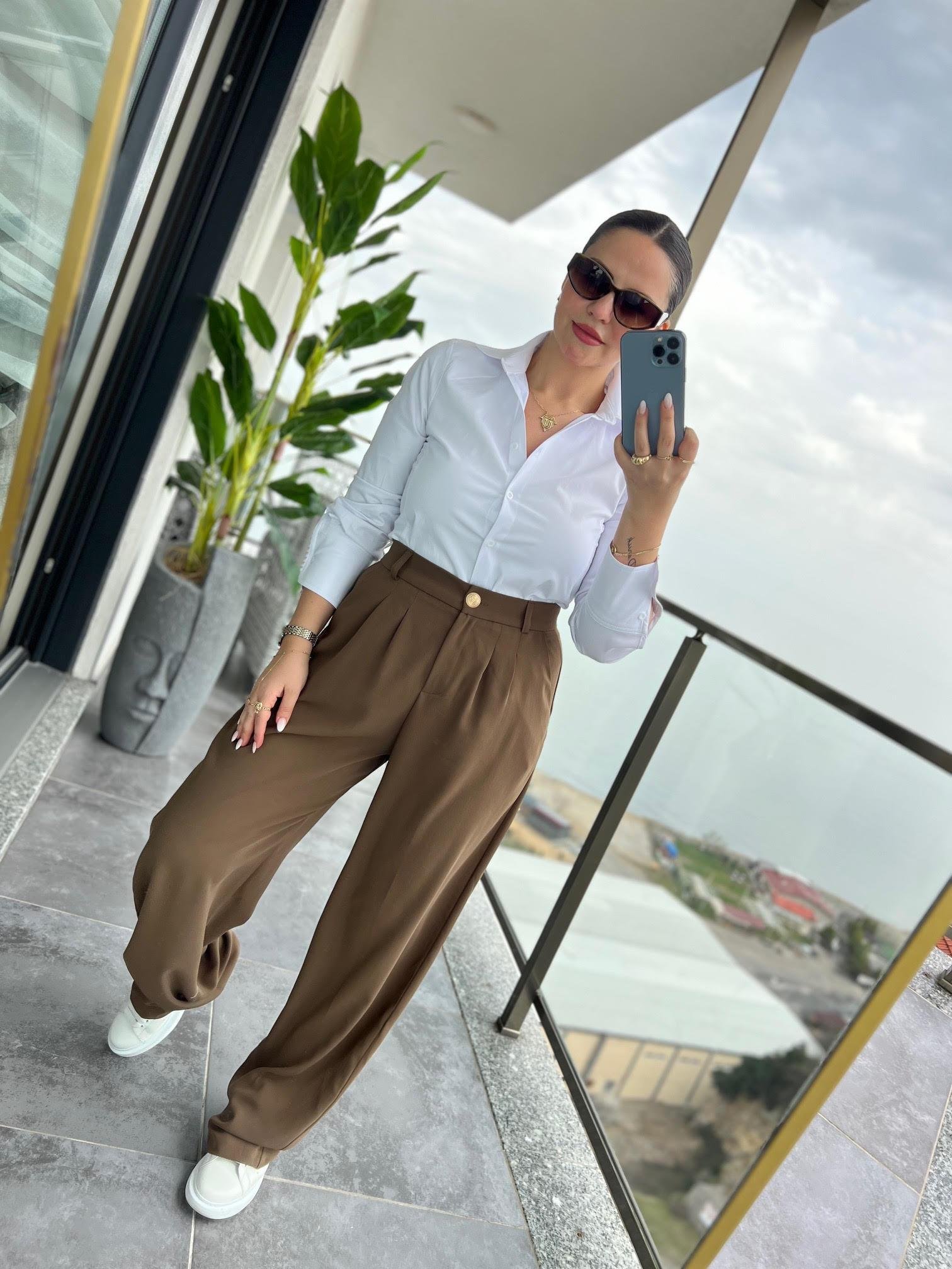 51078 Pileli Palazzo Pantalon HAKİ YEŞİL
