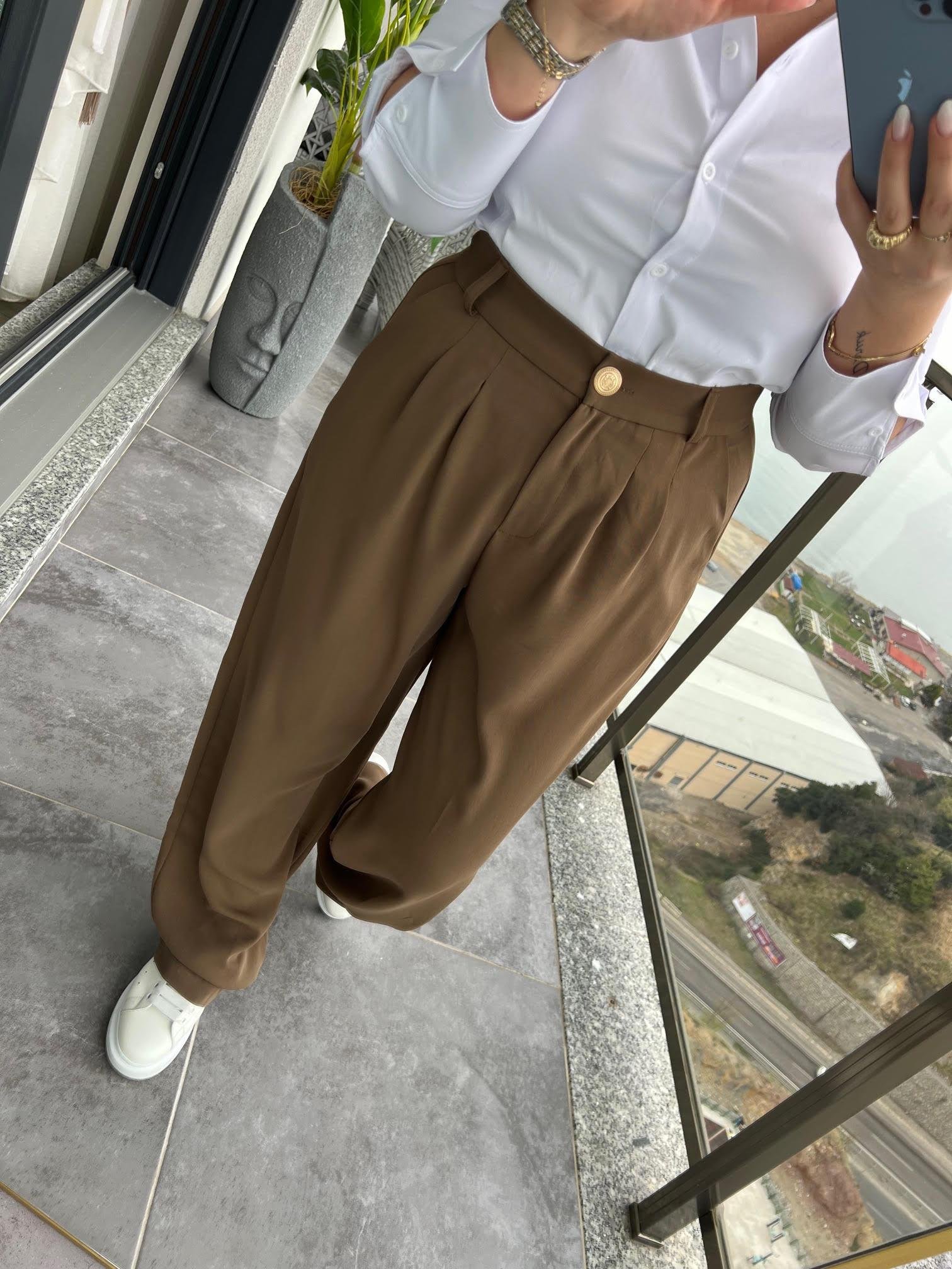 51078 Pileli Palazzo Pantalon HAKİ YEŞİL