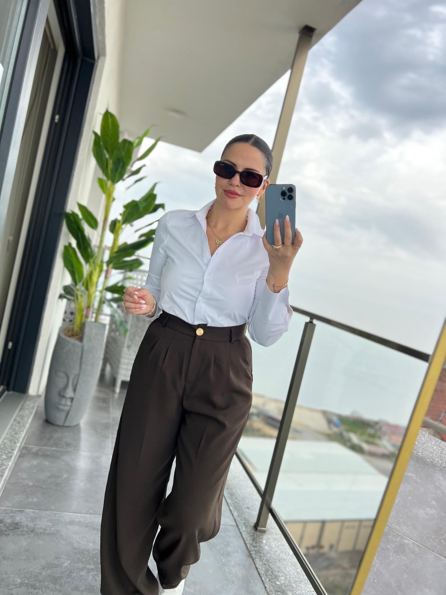 51078 Pileli Palazzo Pantalon KAHVE