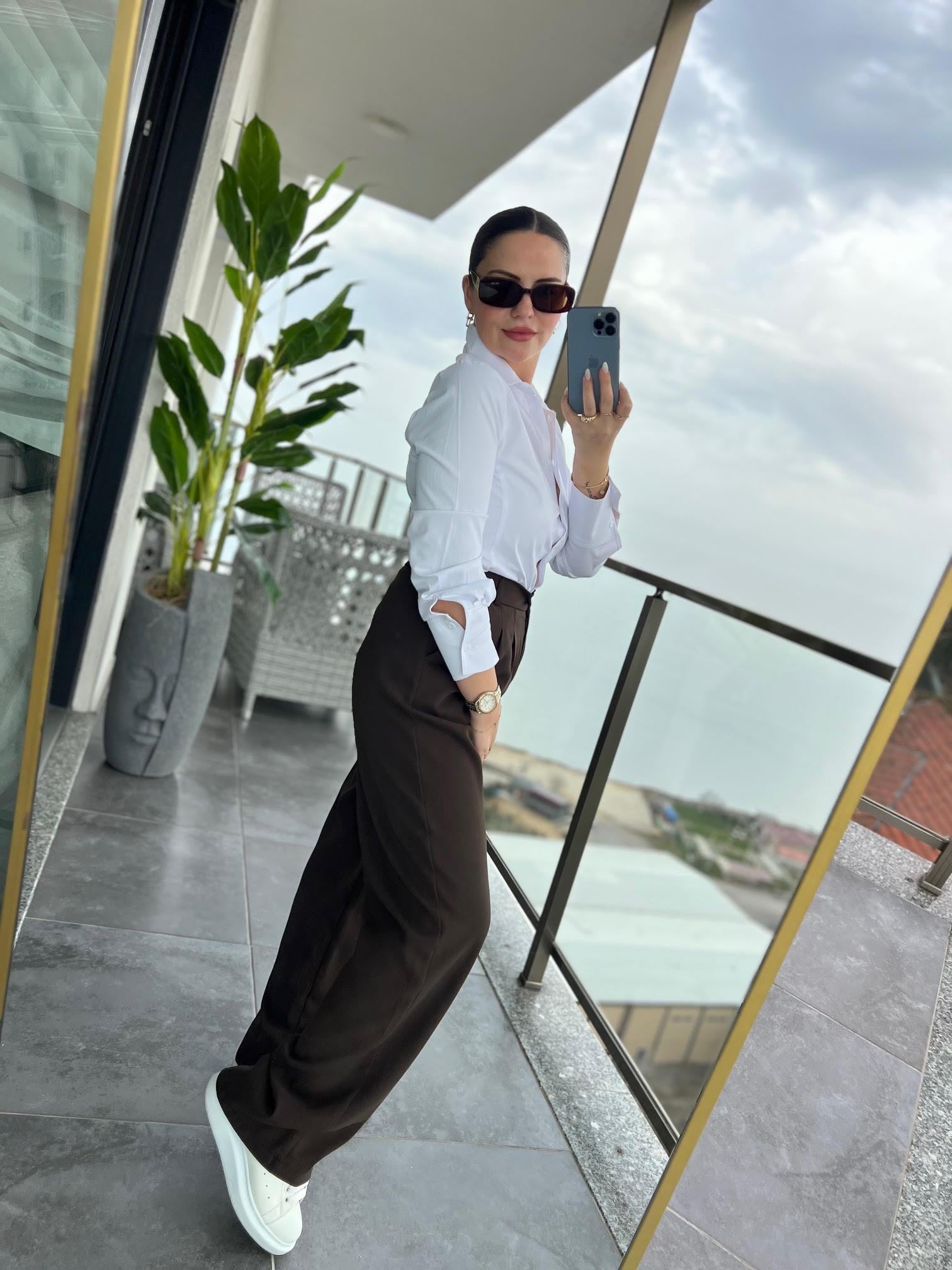 51078 Pileli Palazzo Pantalon KAHVE