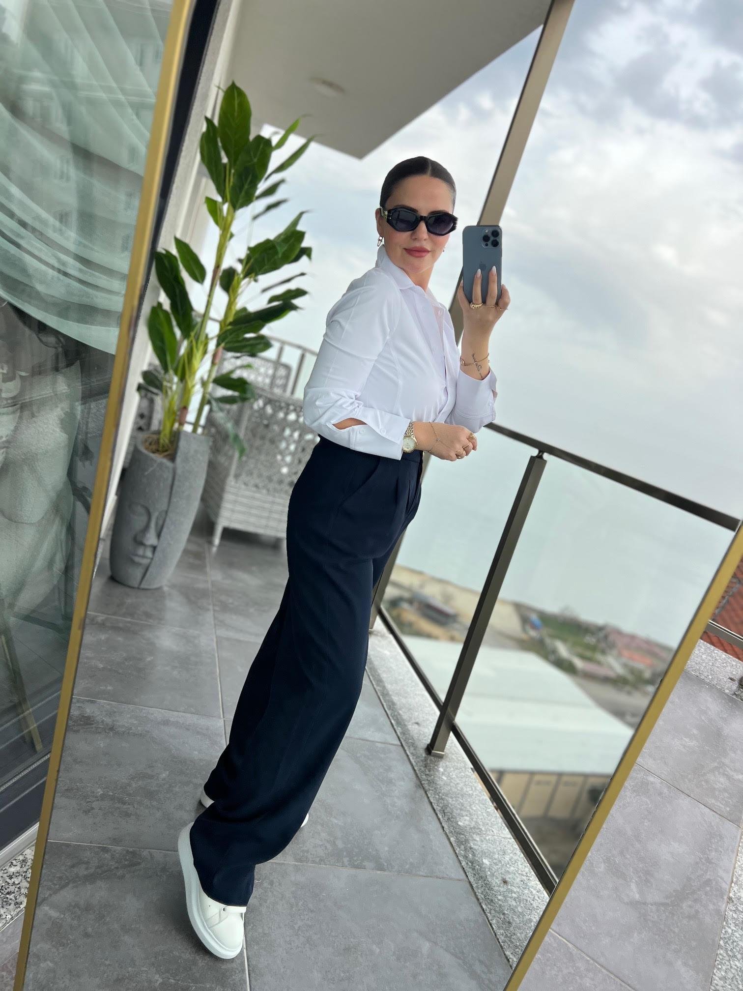 51078 Pileli Palazzo Pantalon LACİVERT