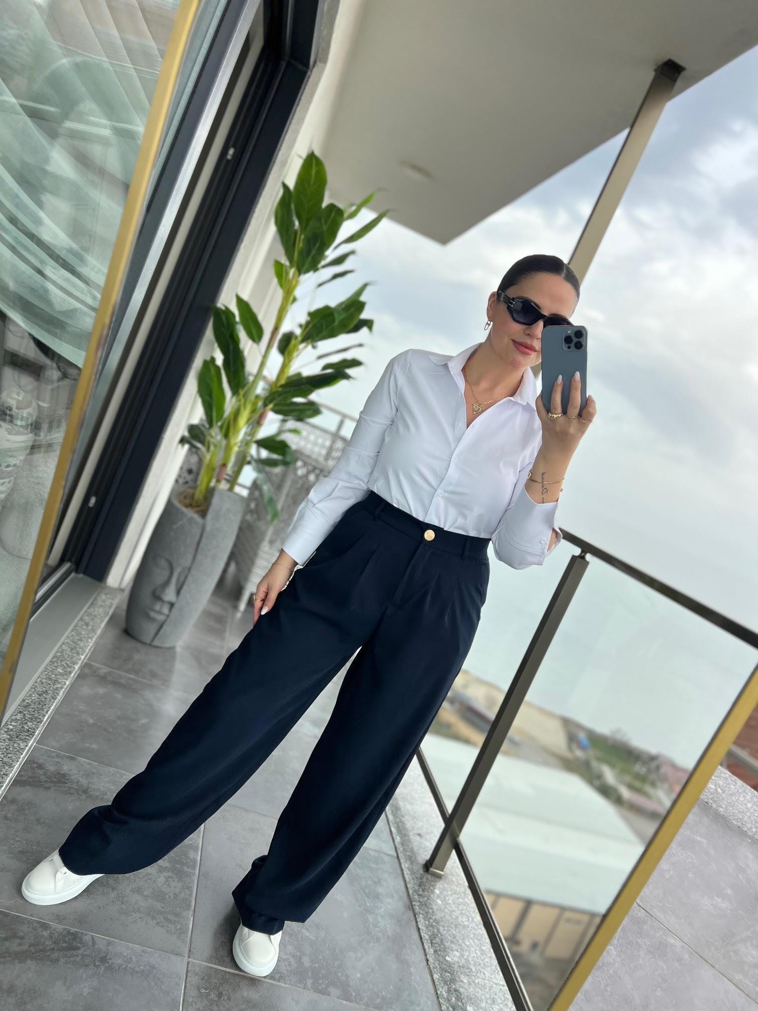 51078 Pileli Palazzo Pantalon LACİVERT