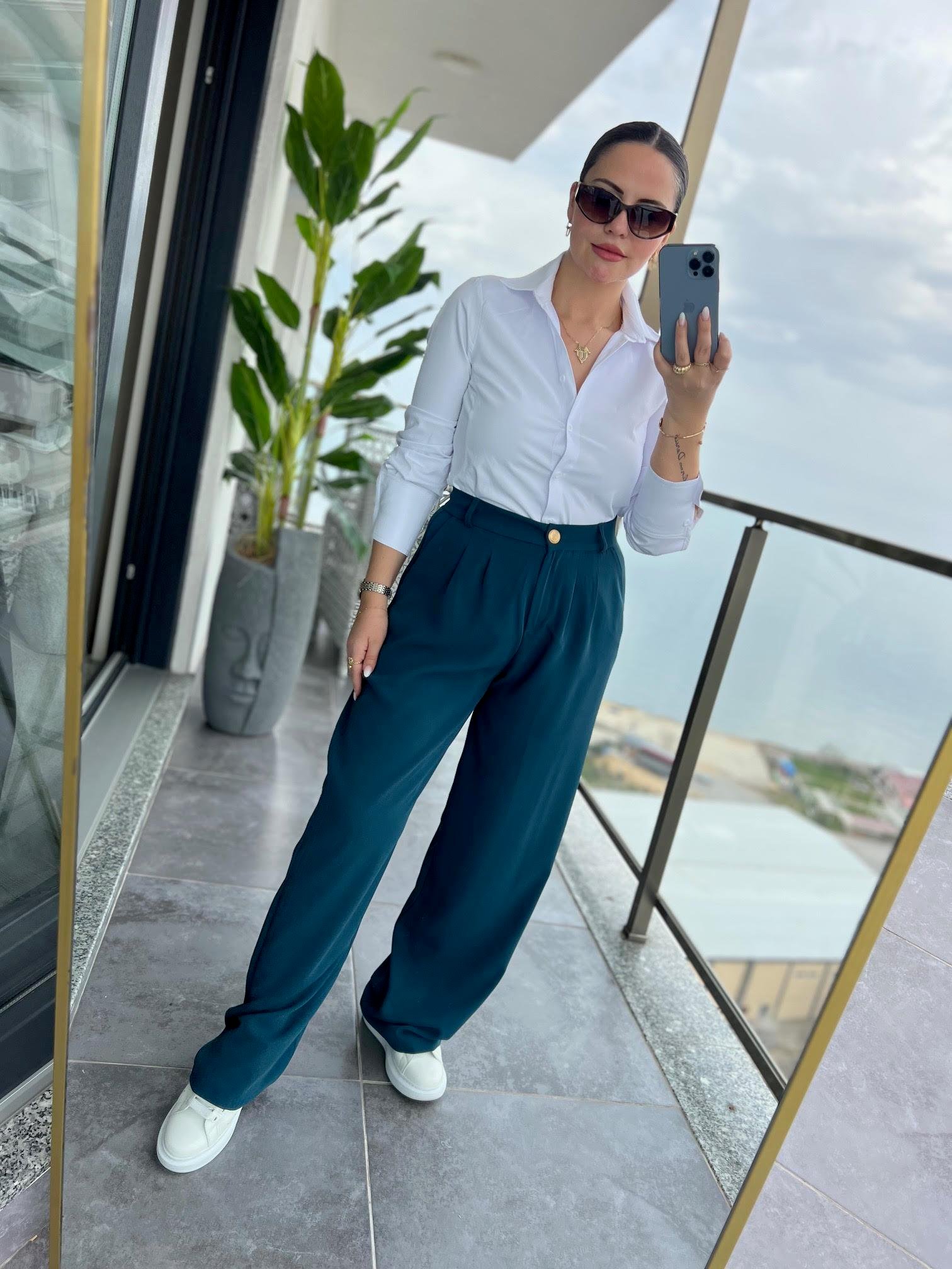 51078 Pileli Palazzo Pantalon PETROL