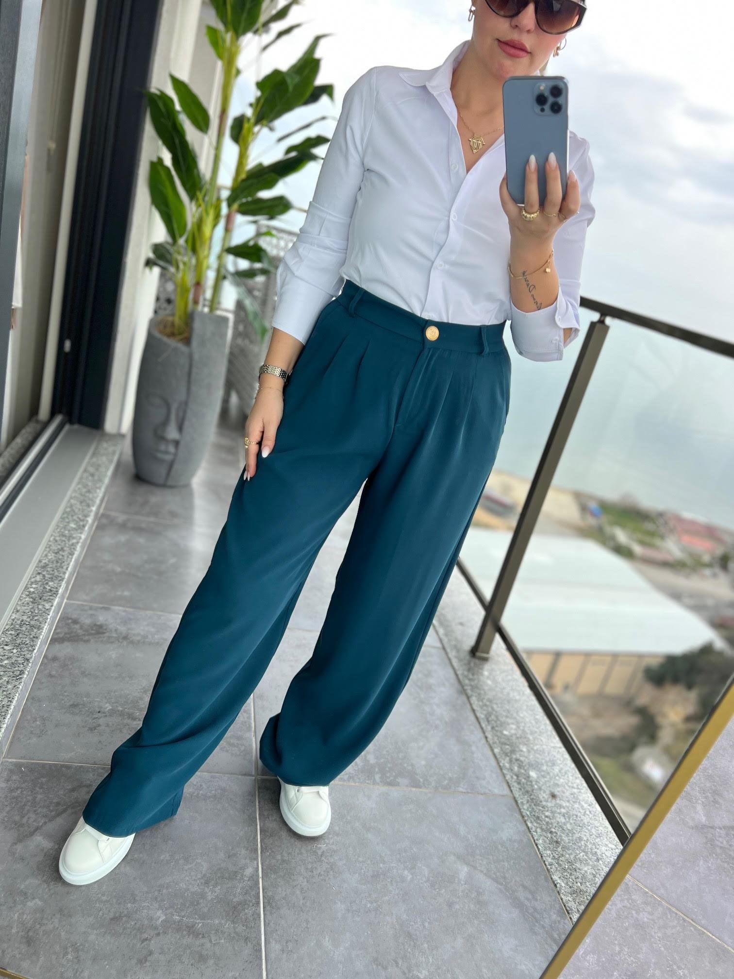 51078 Pileli Palazzo Pantalon PETROL