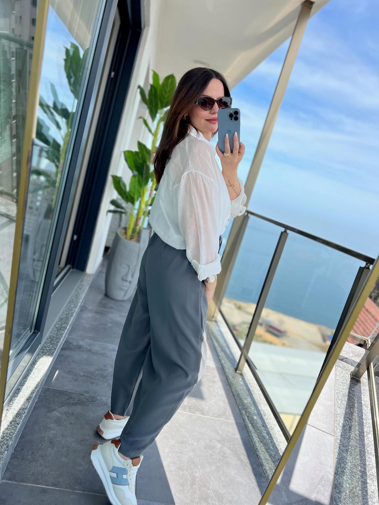 51111 Pileli Pantalon GRİ