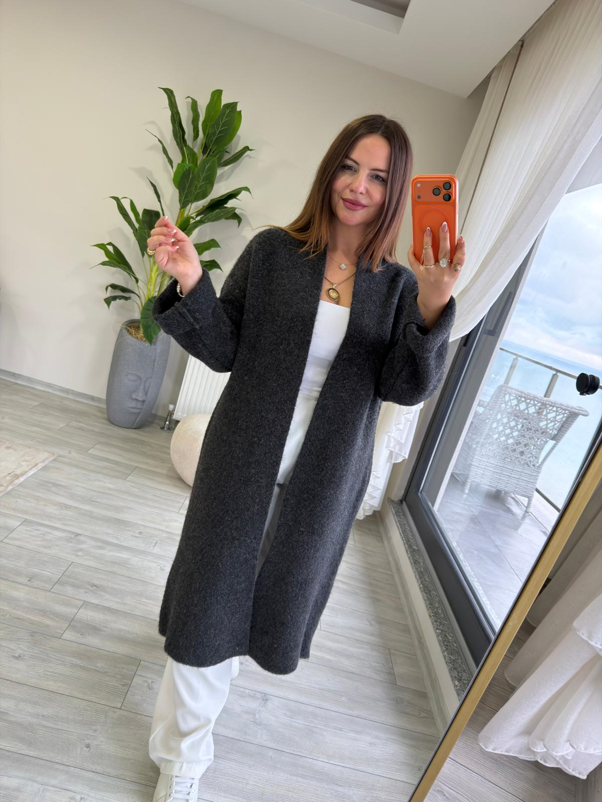 5134 Kuşaklı Triko Hırka ANTRESİT