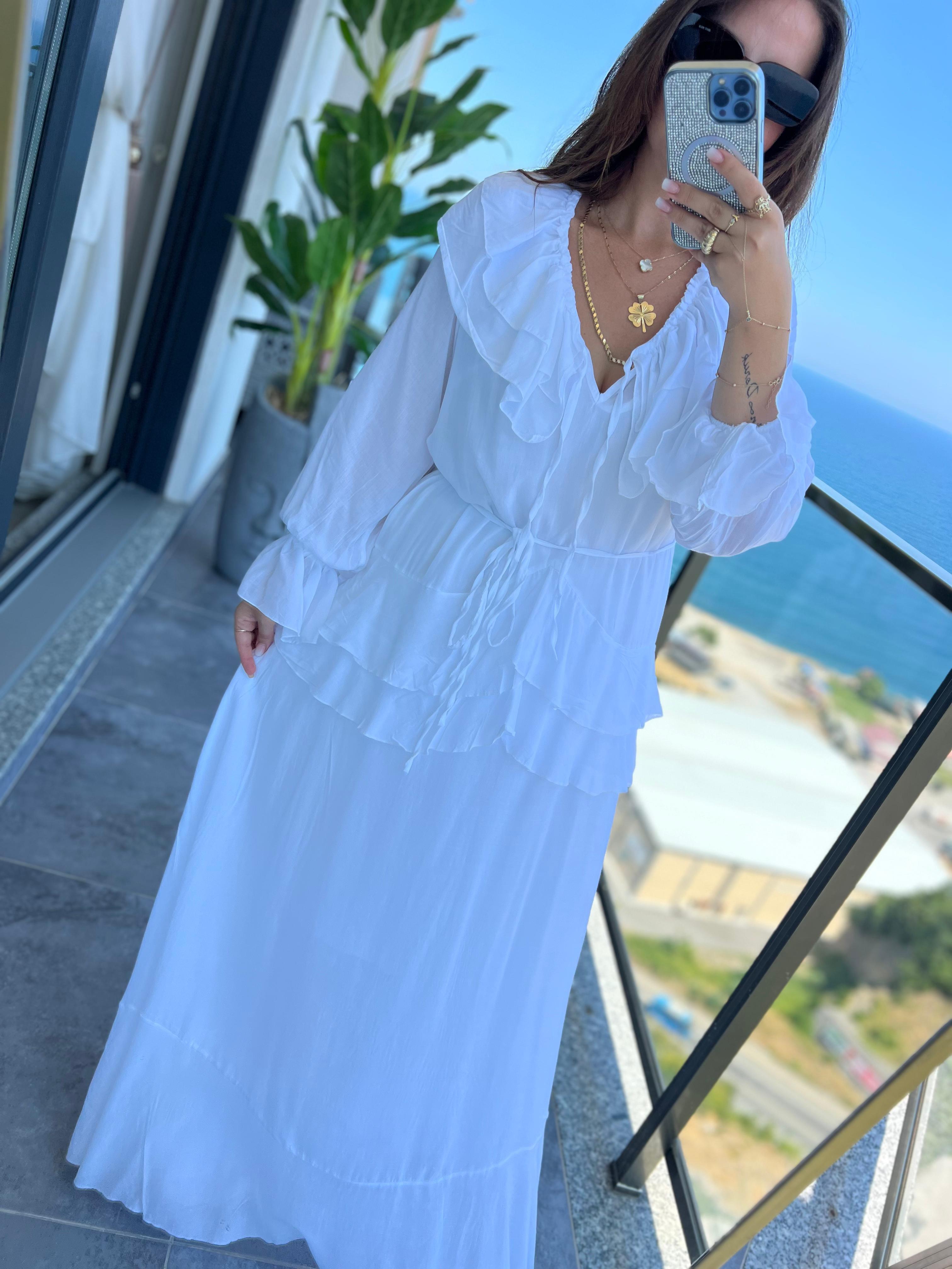 5158 Azelya Elbise BEYAZ