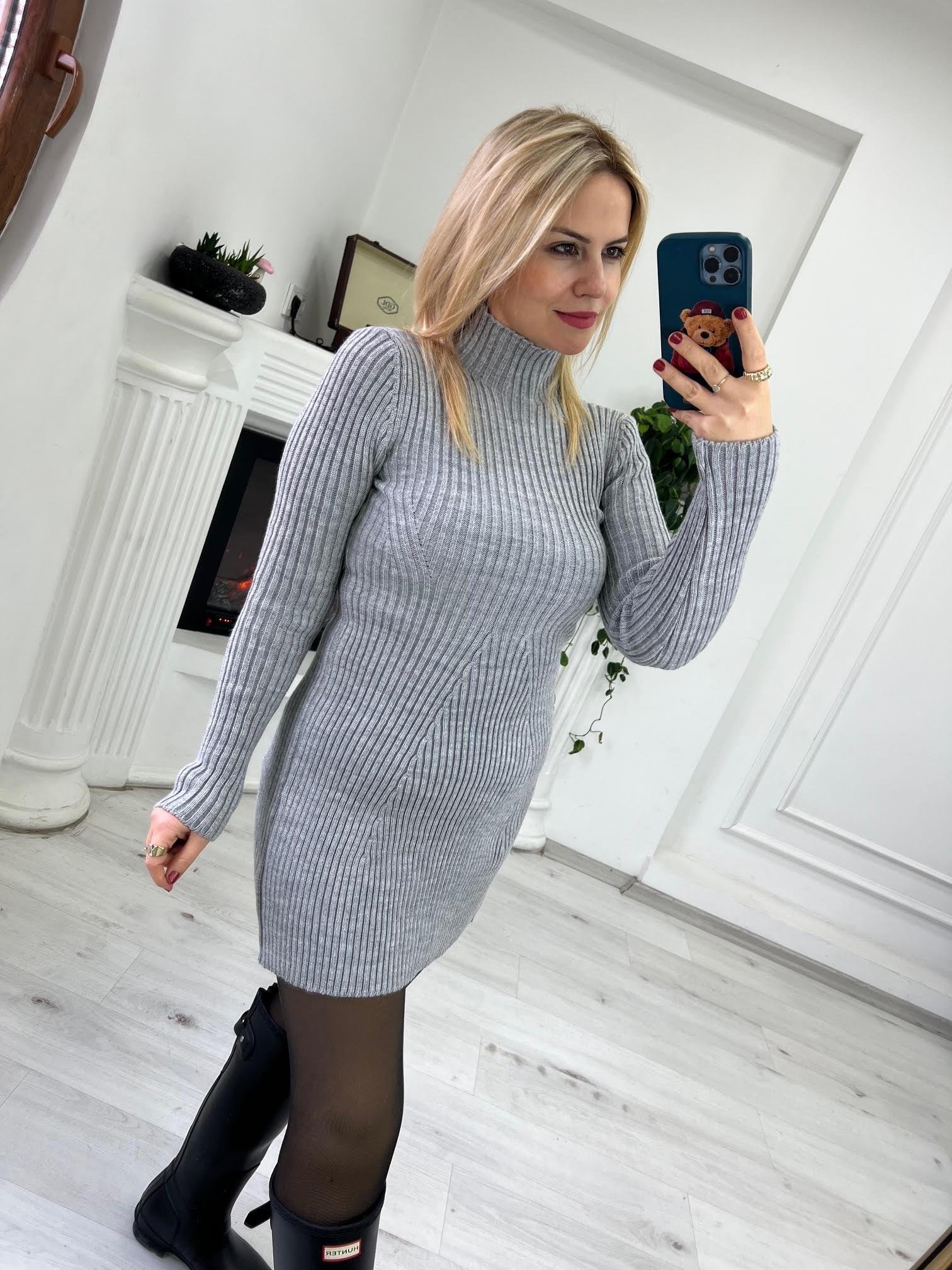531 Örme Triko Elbise GRİ