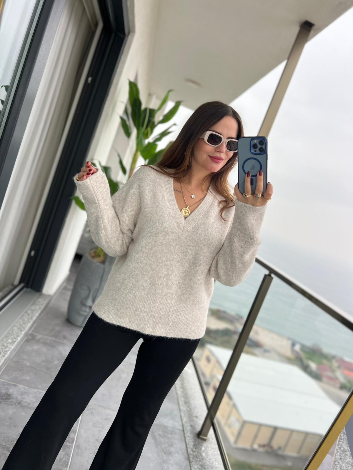 5400 V Yaka Osla Kazak AÇIK BEJ