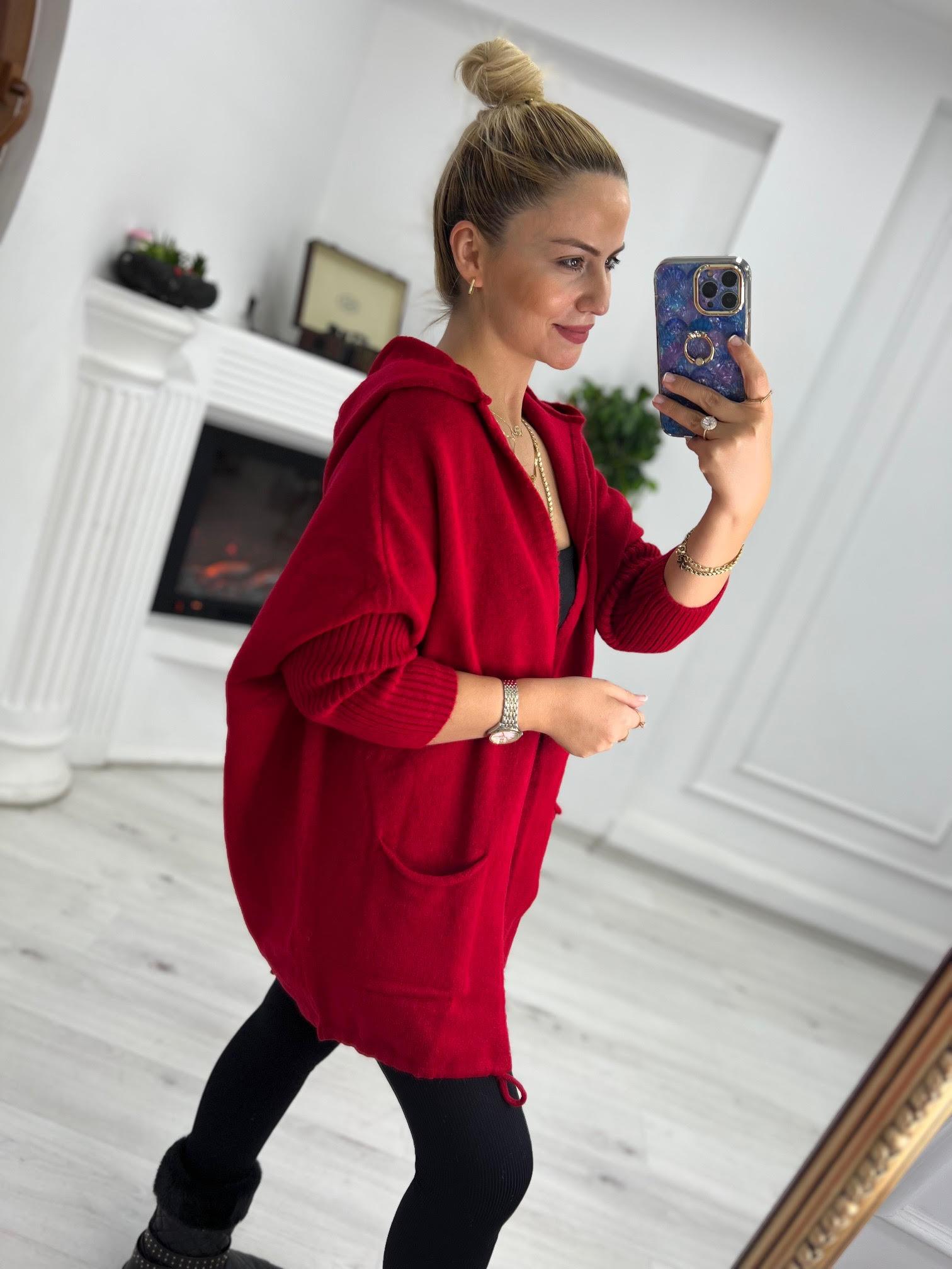 5634 Owersize Hırka KIRMIZI