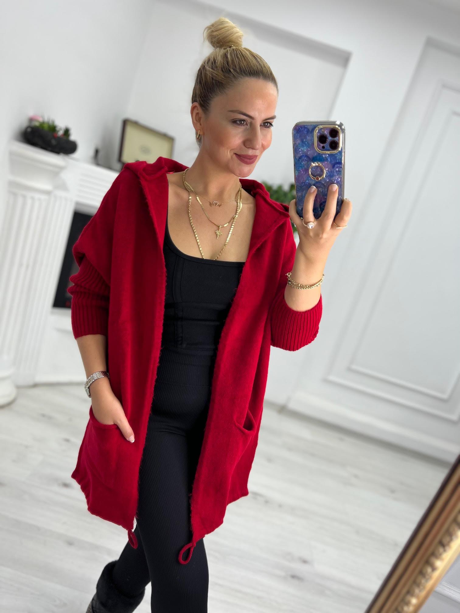 5634 Owersize Hırka KIRMIZI