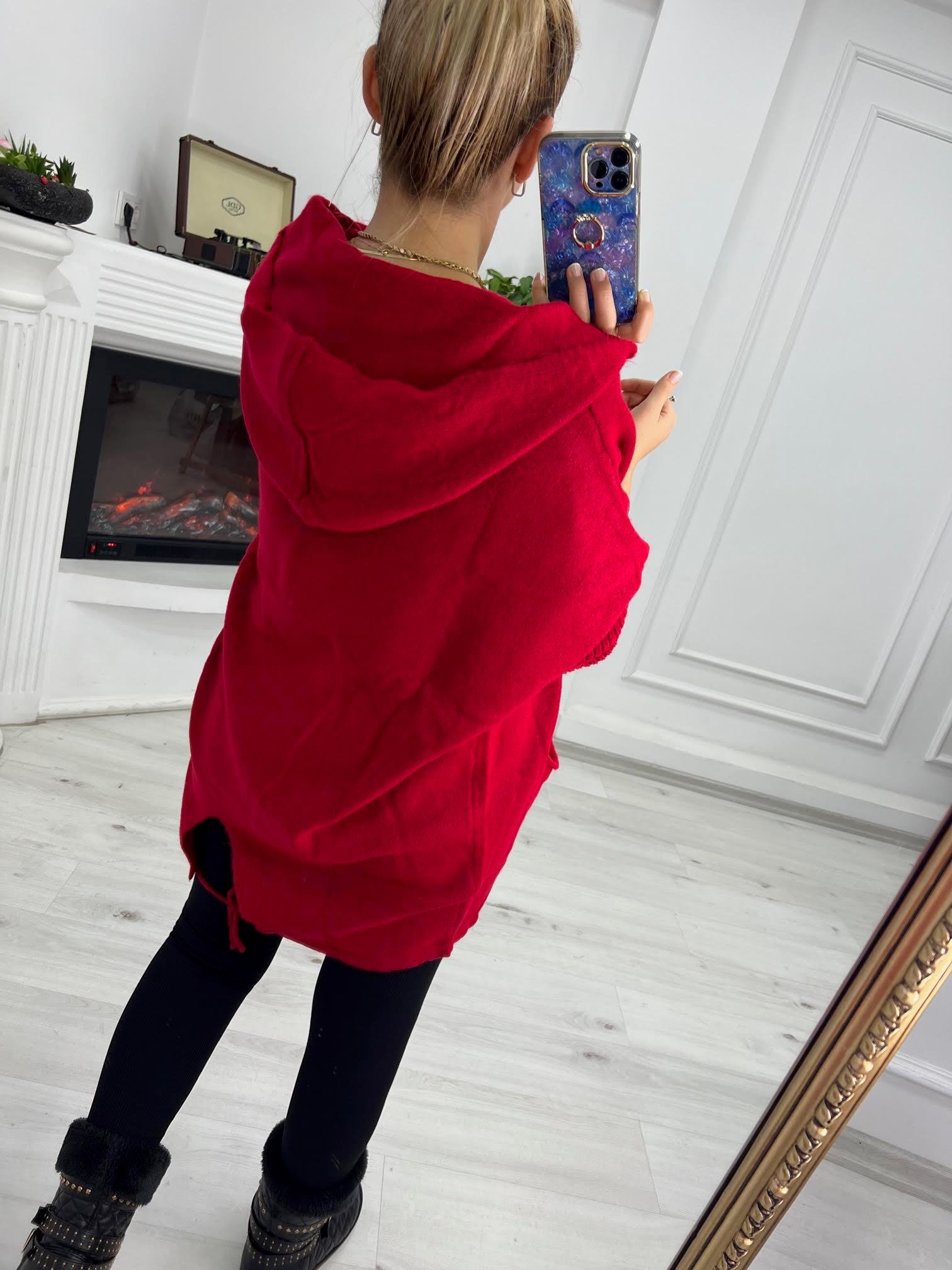 5634 Owersize Hırka KIRMIZI