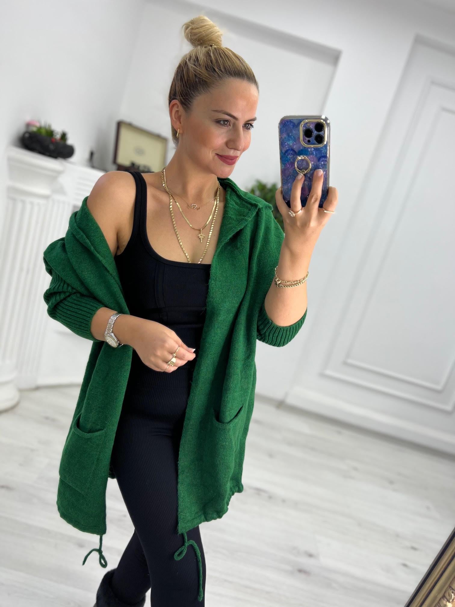 5634 Owersize Hırka YEŞİL