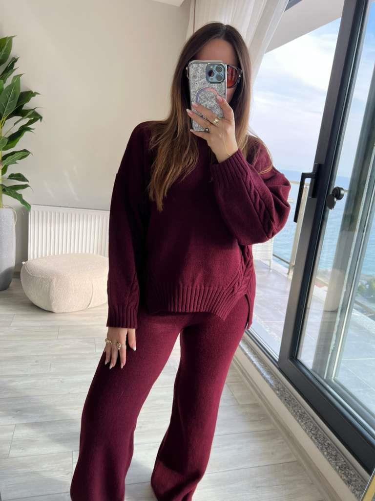 5717 Saç Örgülü Takım BORDO