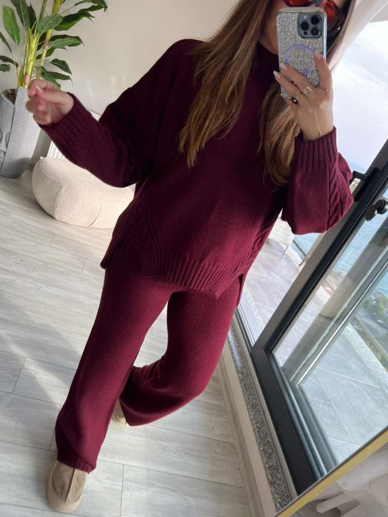 5717 Saç Örgülü Takım BORDO