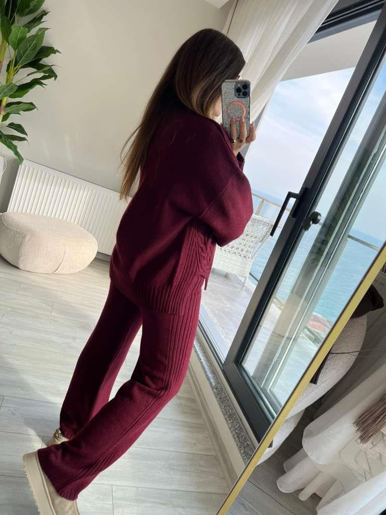 5717 Saç Örgülü Takım BORDO