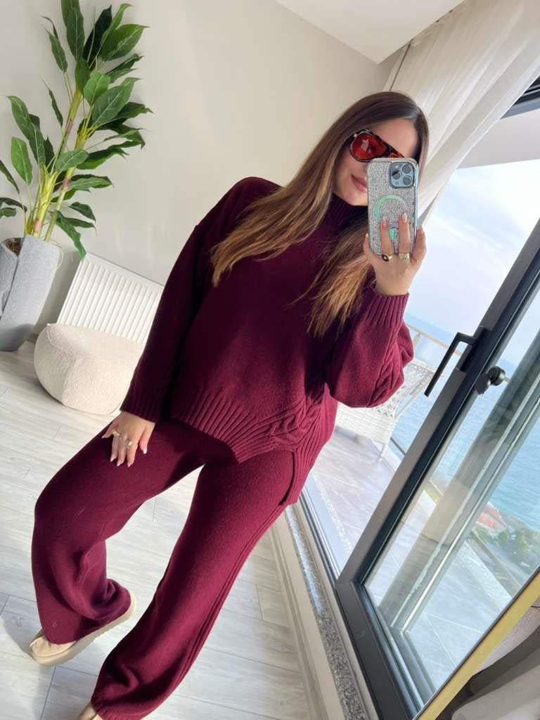 5717 Saç Örgülü Takım BORDO