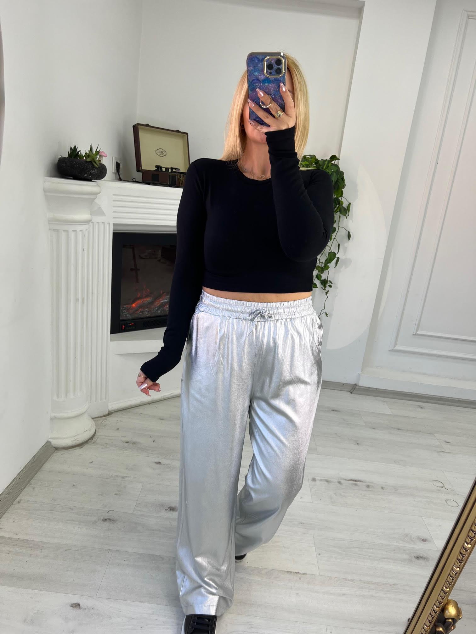58307 Gümüş Varaklı Pantolon GÜMÜŞ