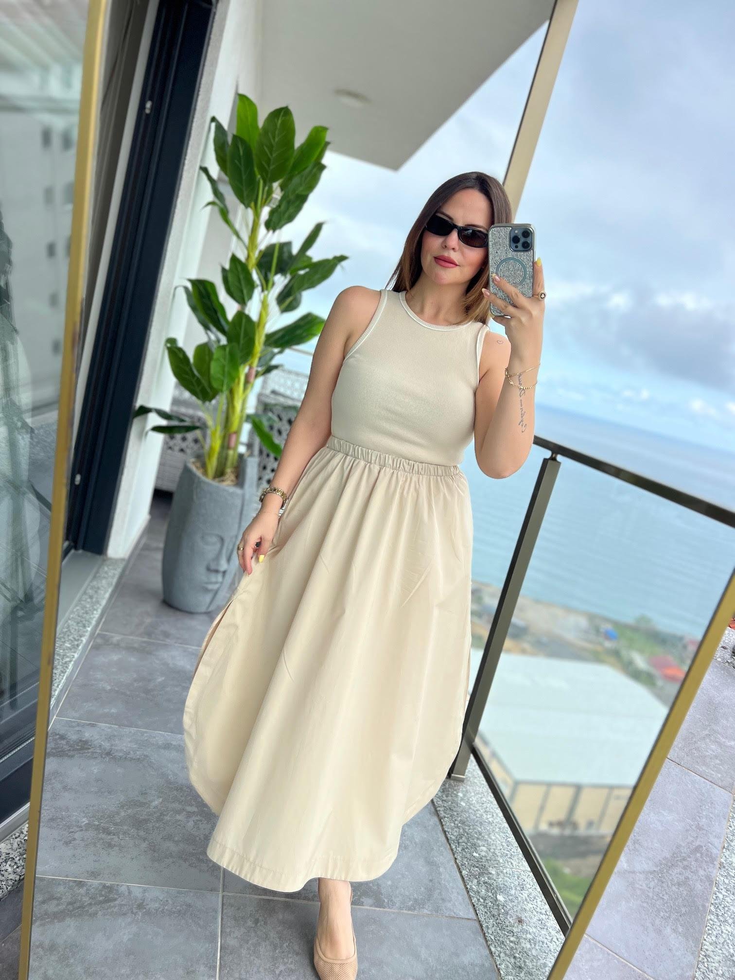 6002 Kaşkorse Poplin Elbise TAŞ