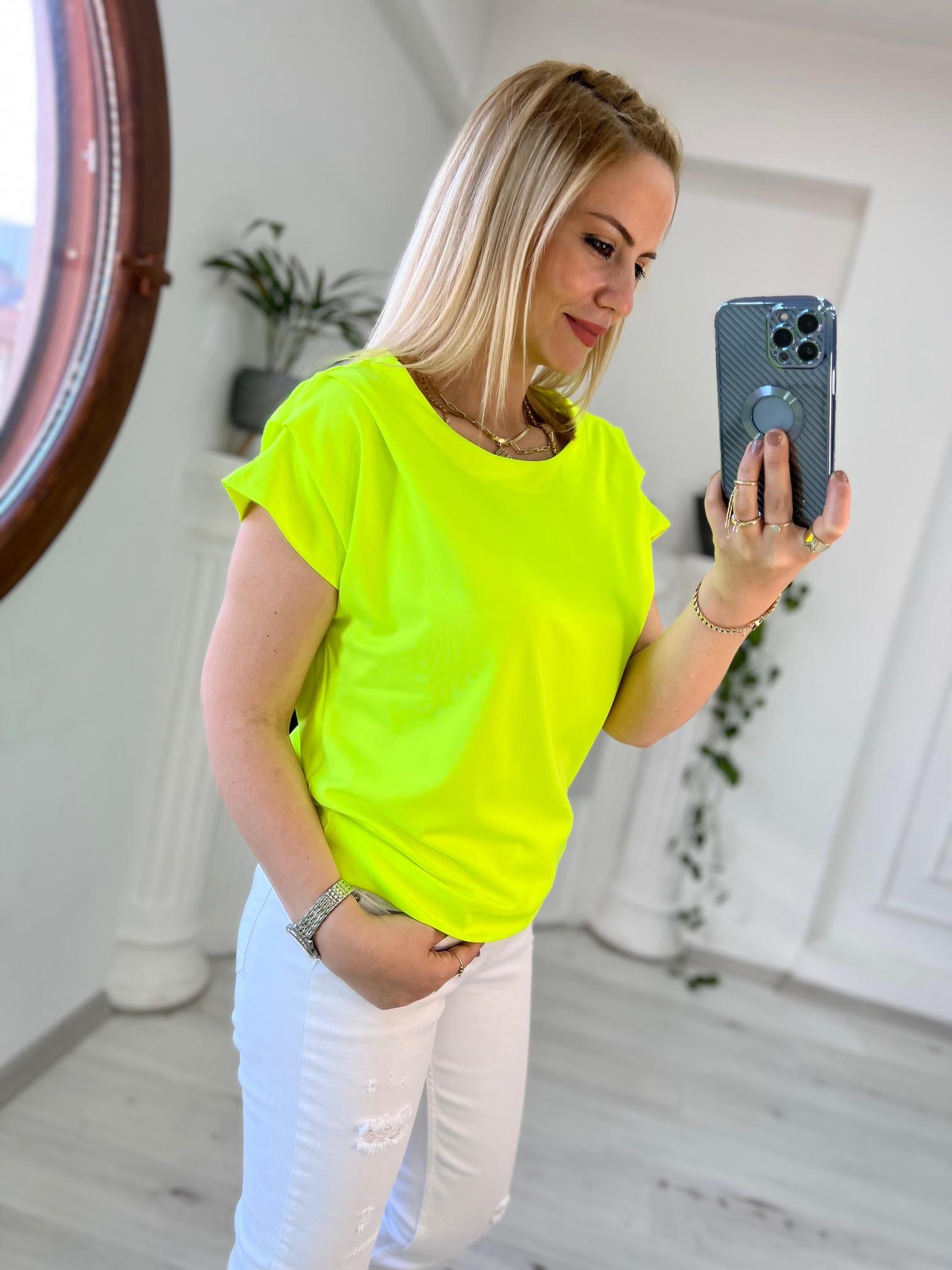 606 Omuzu Pileli Bluz NEON YEŞİL
