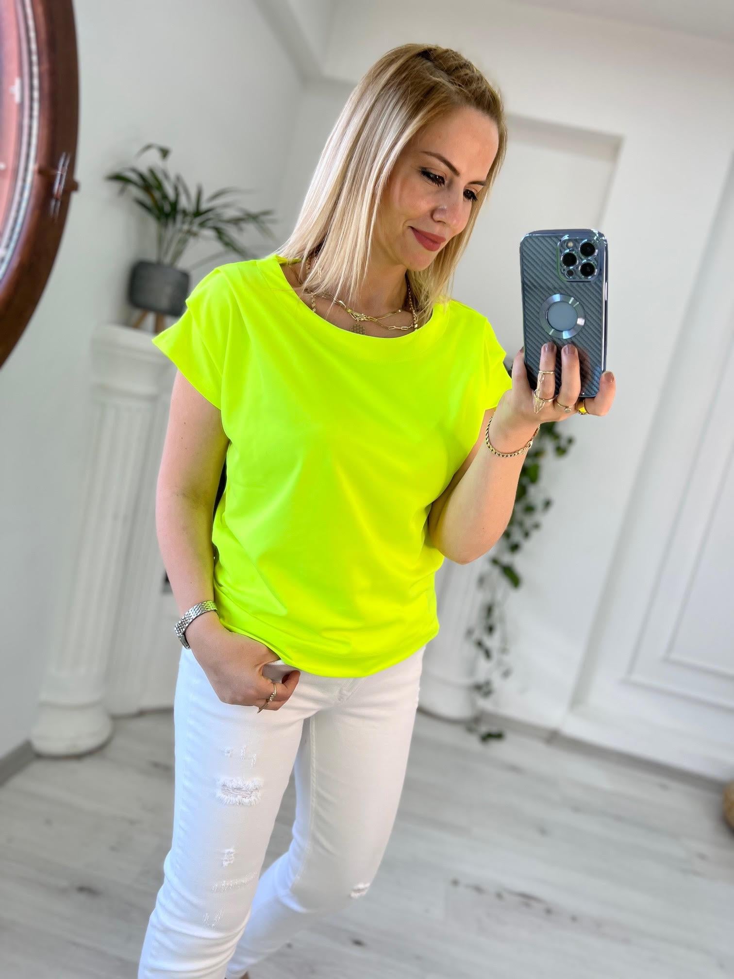 606 Omuzu Pileli Bluz NEON YEŞİL