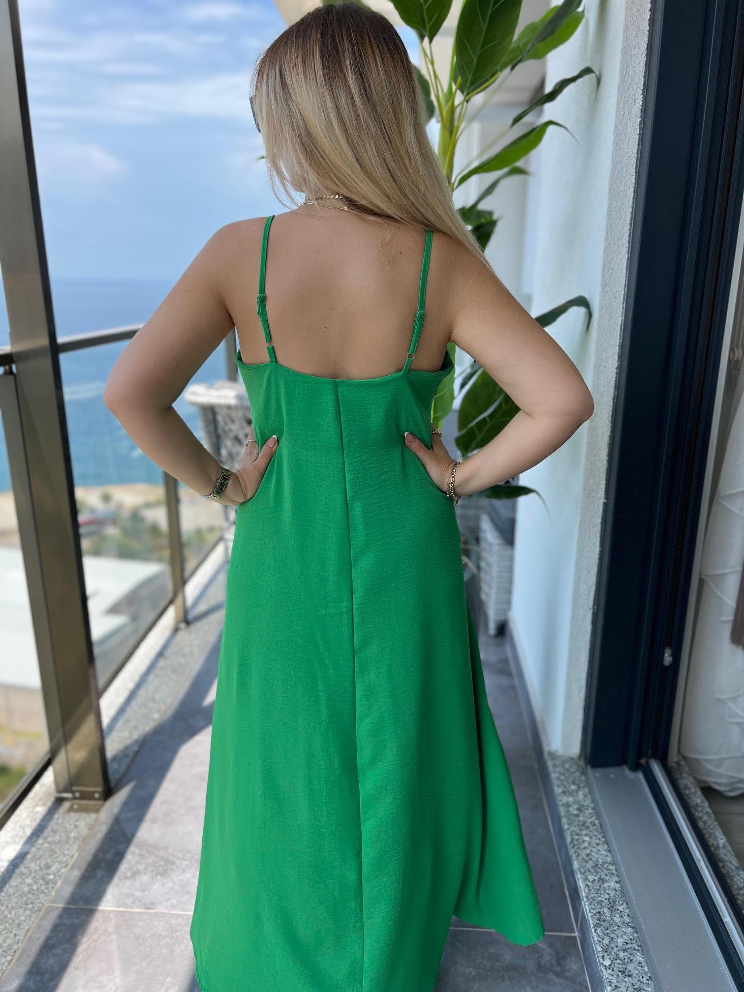 610 Askılı Elbise YEŞİL