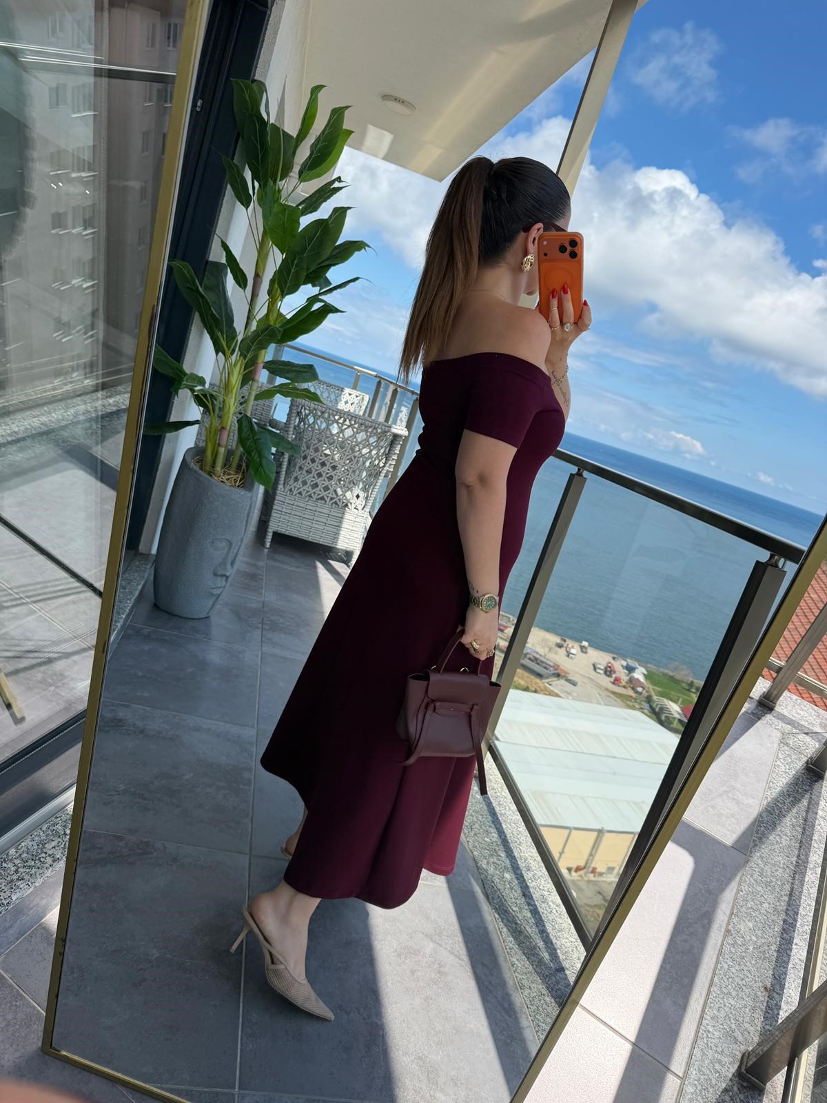 6203 Elbise BORDO