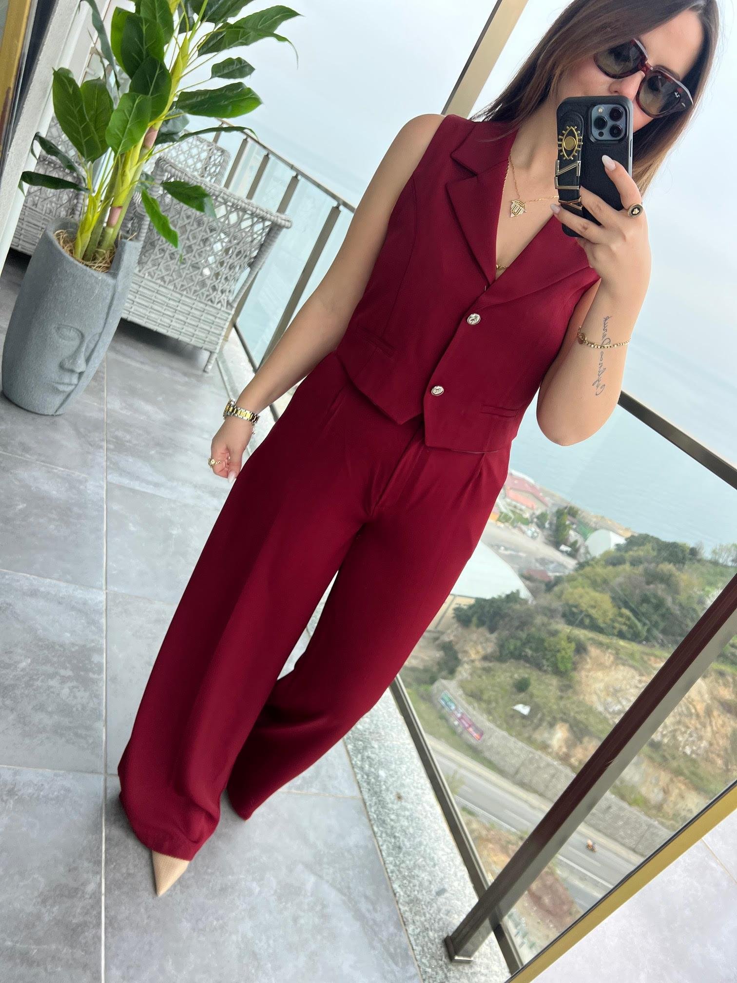 6225 Adriana Yelek Takım BORDO