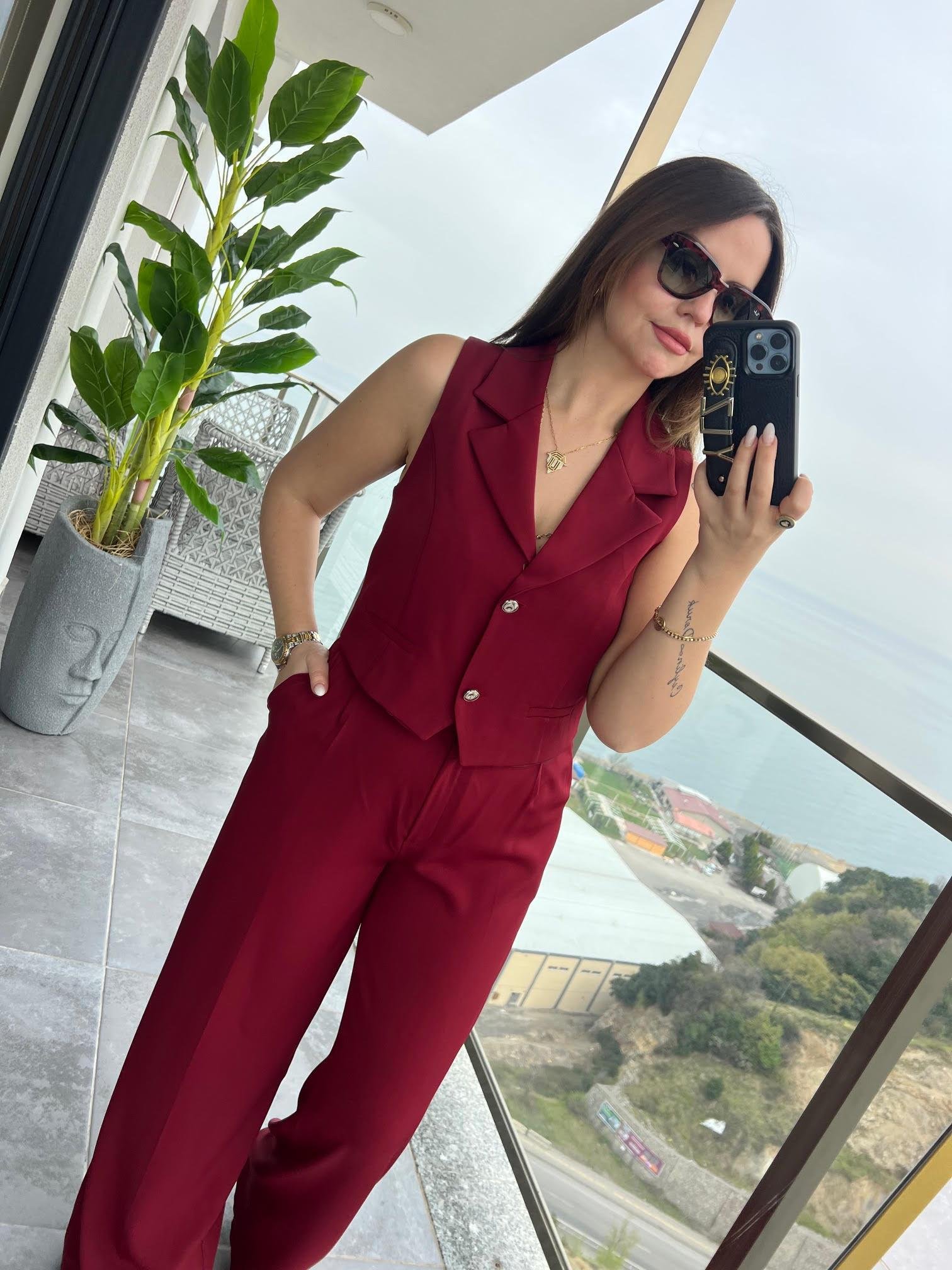 6225 Adriana Yelek Takım BORDO