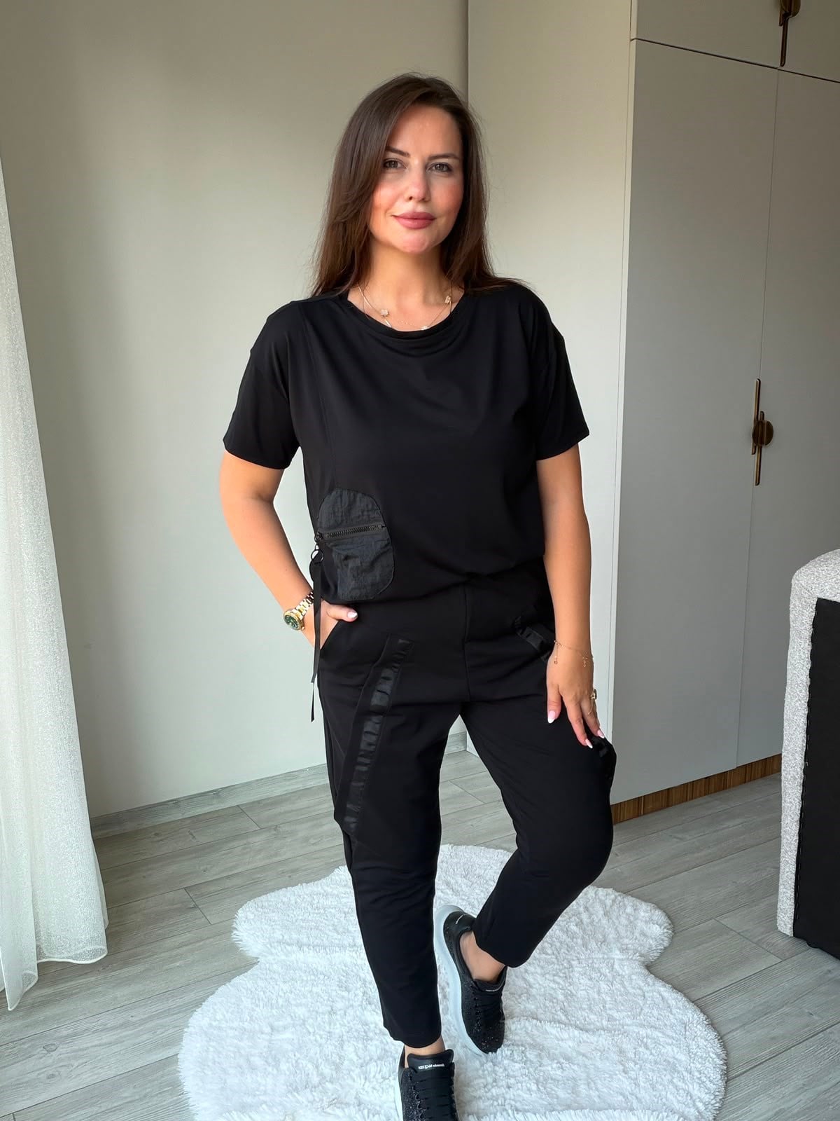 6327 Şalvar Tipi Tasarım Pantolon SİYAH