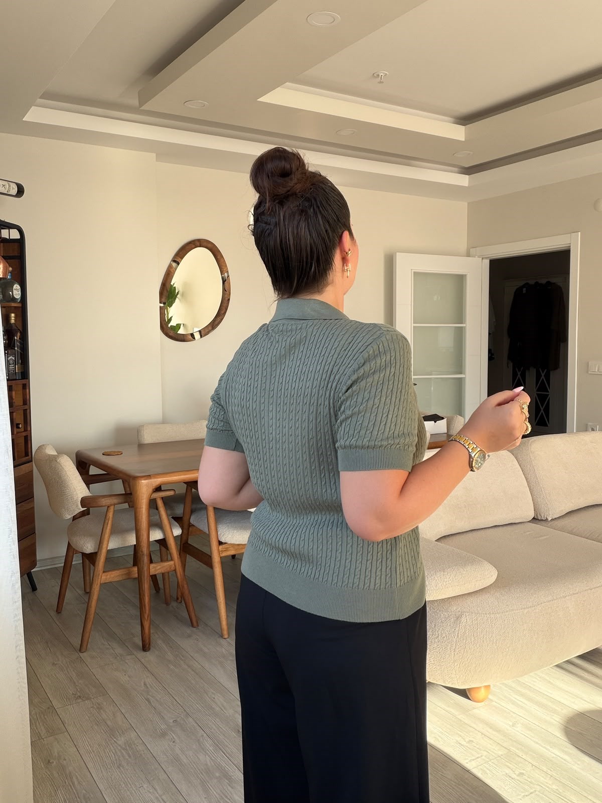 6402 Saç Örgülü Triko HAKİ YEŞİL