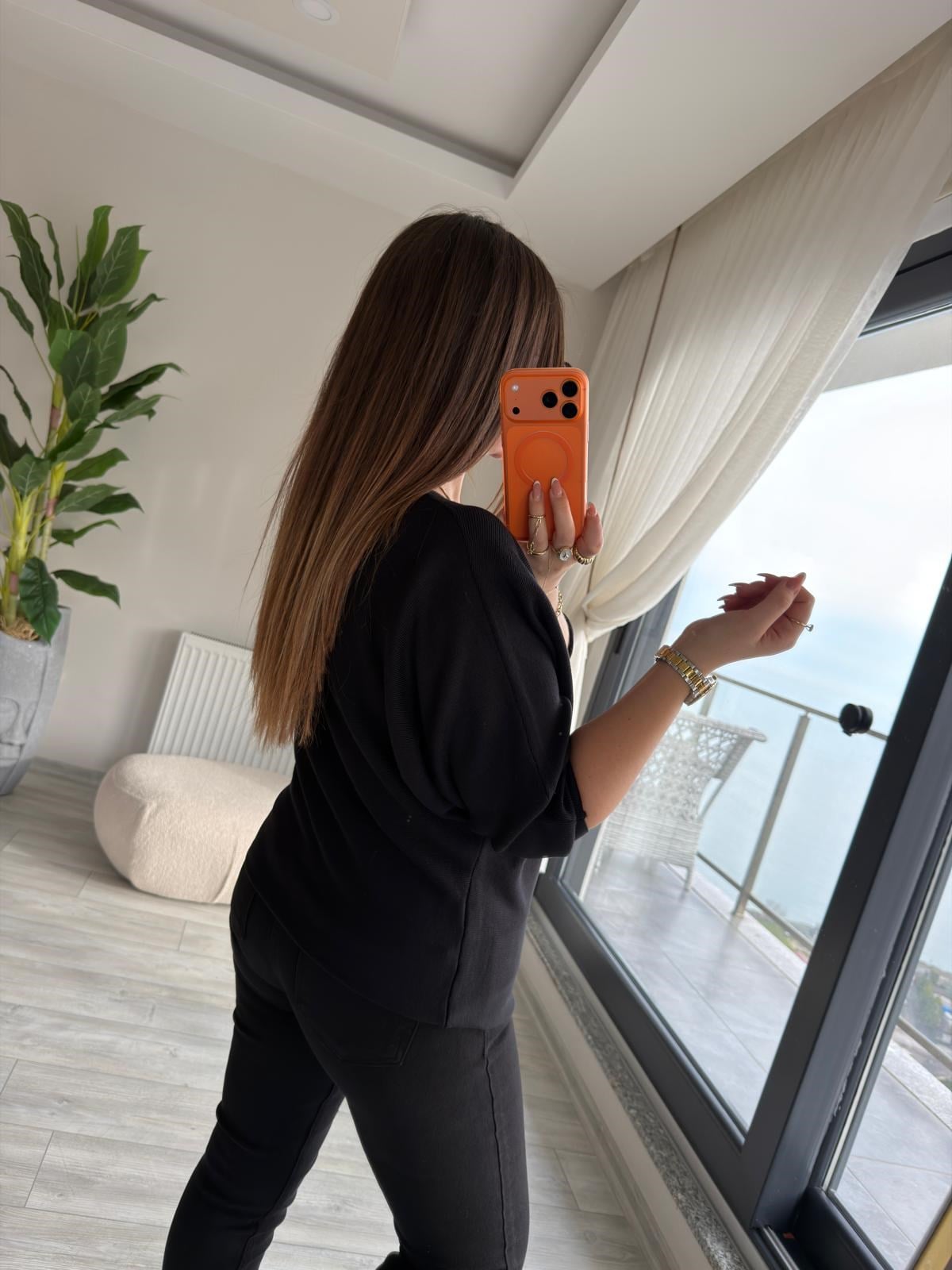 6407 Yarasa Kol Triko SİYAH