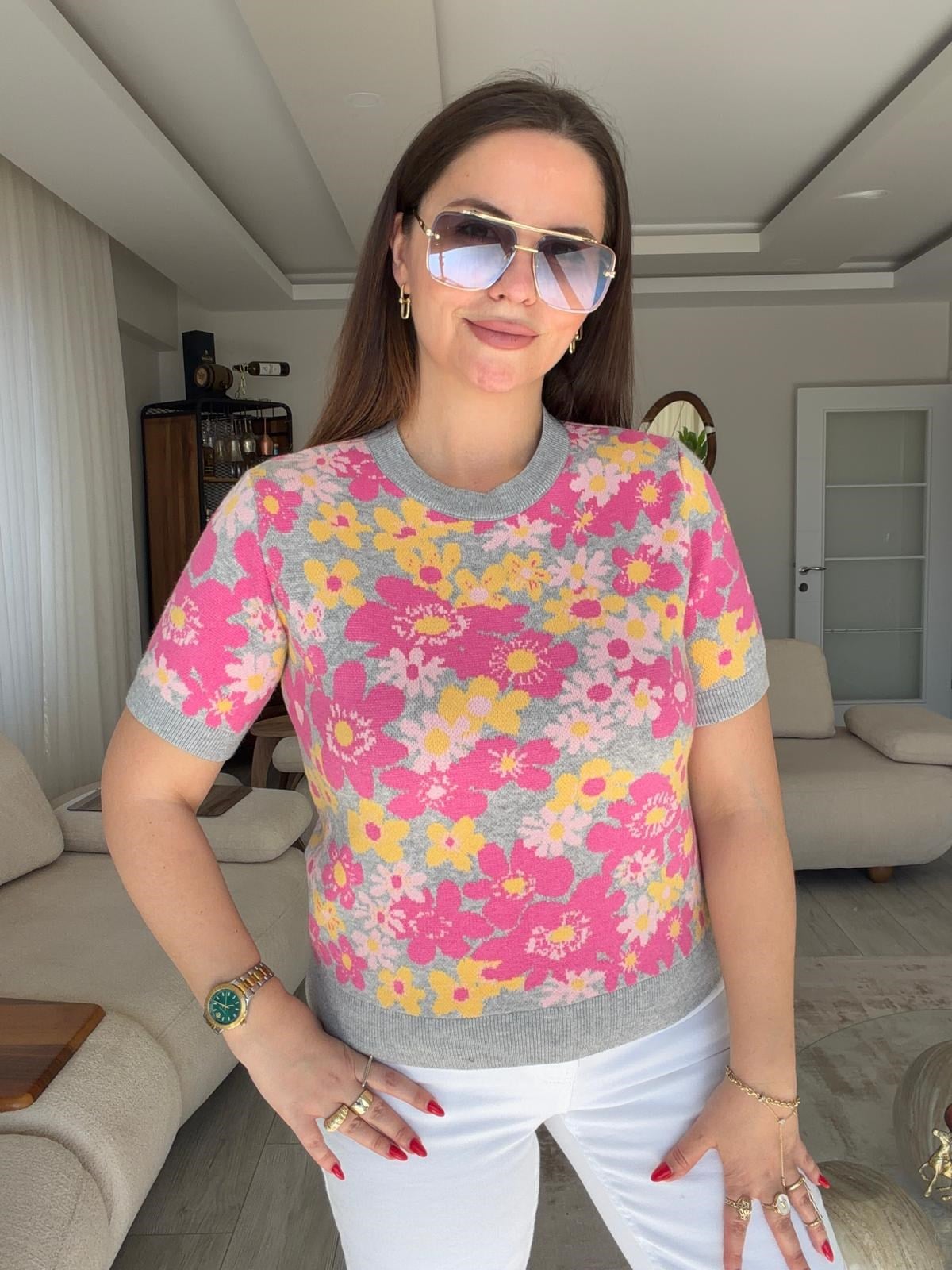 6411 Çiçekli Triko ÇİÇEK